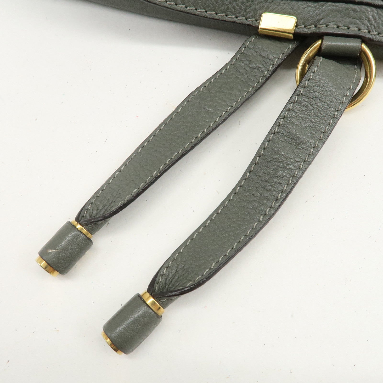 Chloe Marcie Leather Tote Bag Shoulder Bag Hand Bag Gray