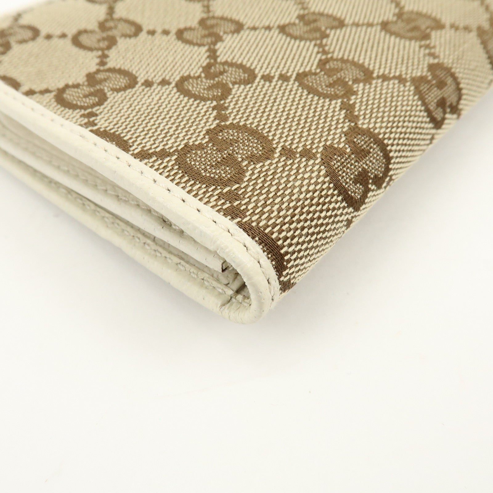 GUCCI Sherry GG Canvas Leather Long Wallet Continental Wallet Beige
