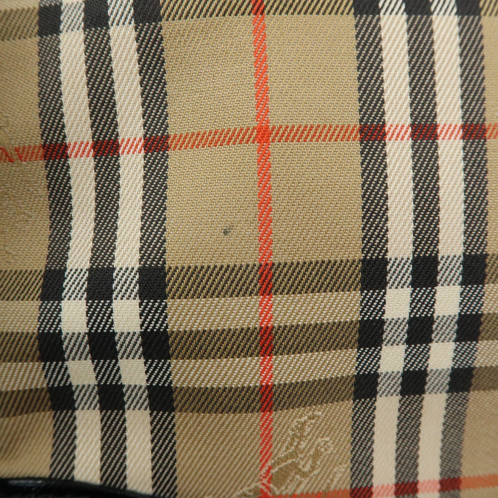 BURBERRY Nova Plaid Canvas Leather Hand Bag Tote Bag Beige Black