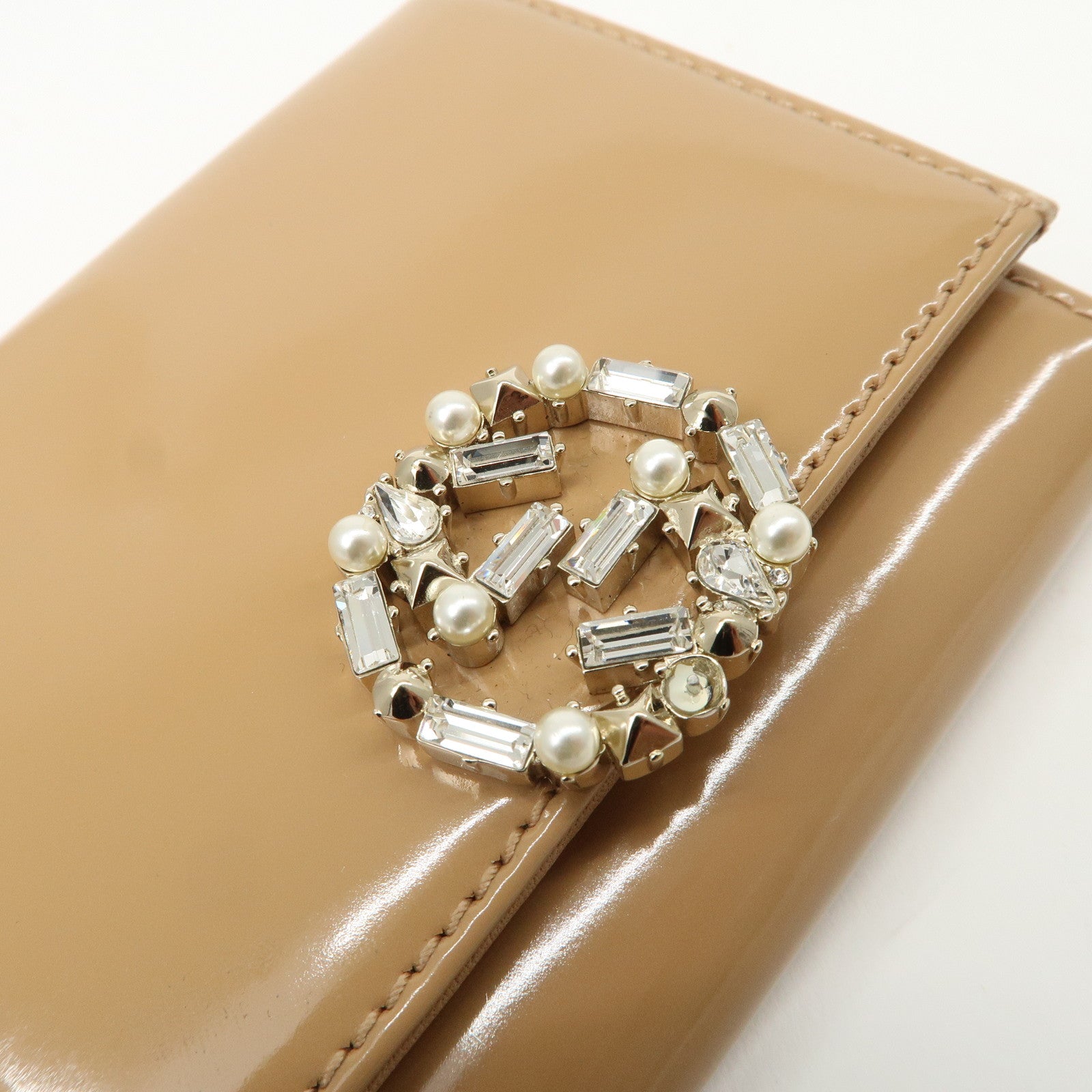 GUCCI GG Sparkling Mini French Flap W Hook Tri-fold Wallet 369688