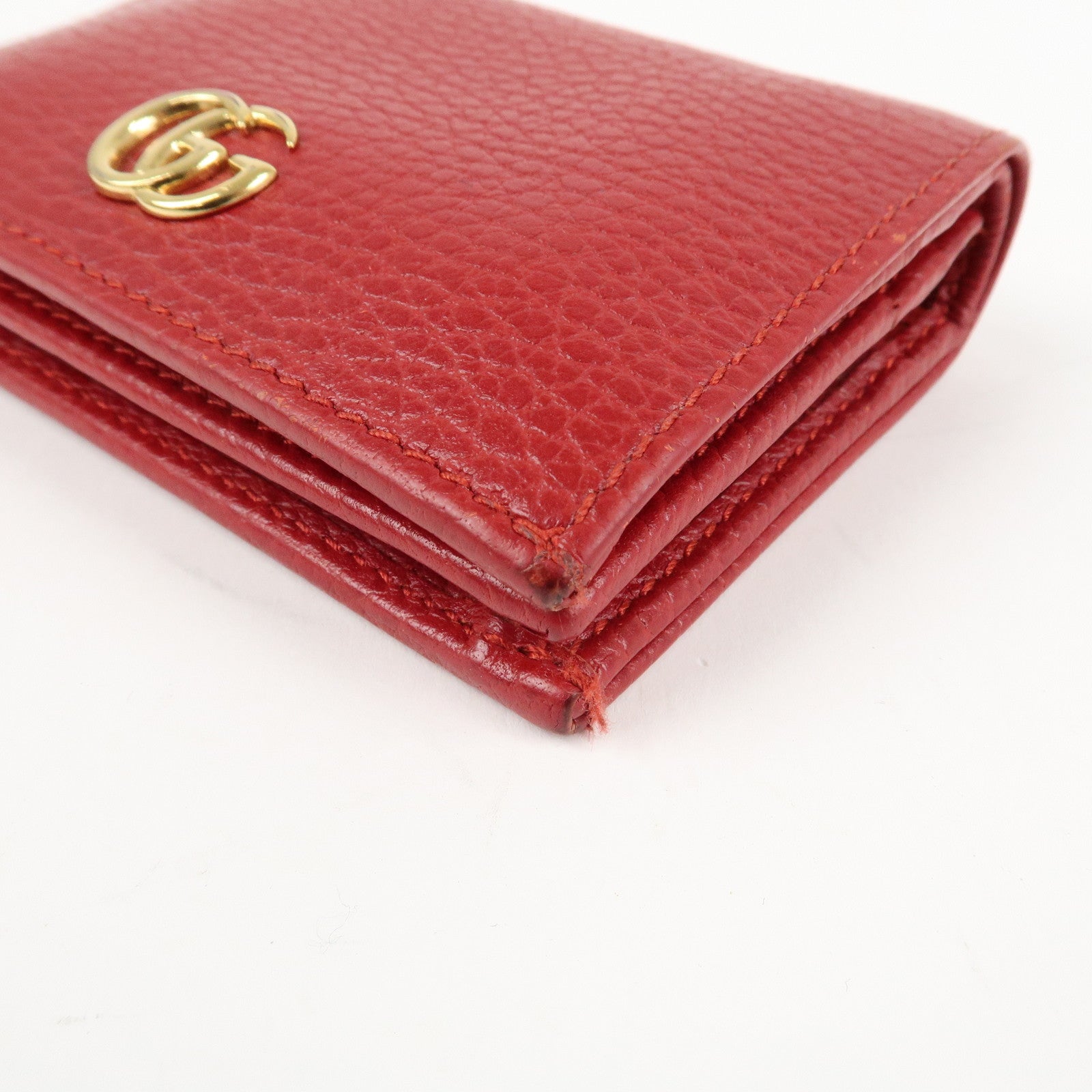 GUCCI GG Marmont Leather Bi-Fold Wallet Red 456126 Used