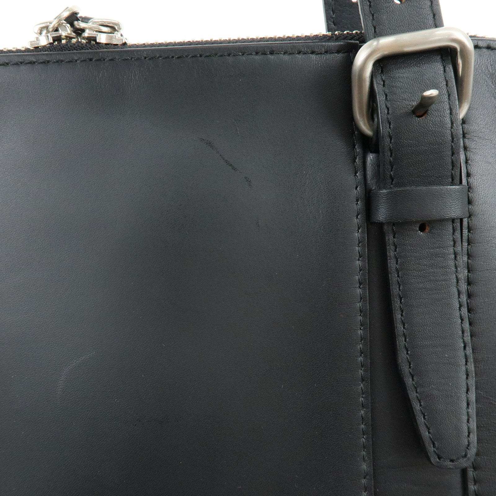 BURBERRY Leather Hand Bag Boston Bag Black