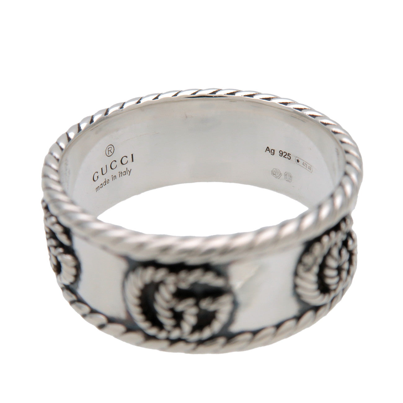 GUCCI Interlocking G Double G Wide Ring SV925 Silver #23 627729