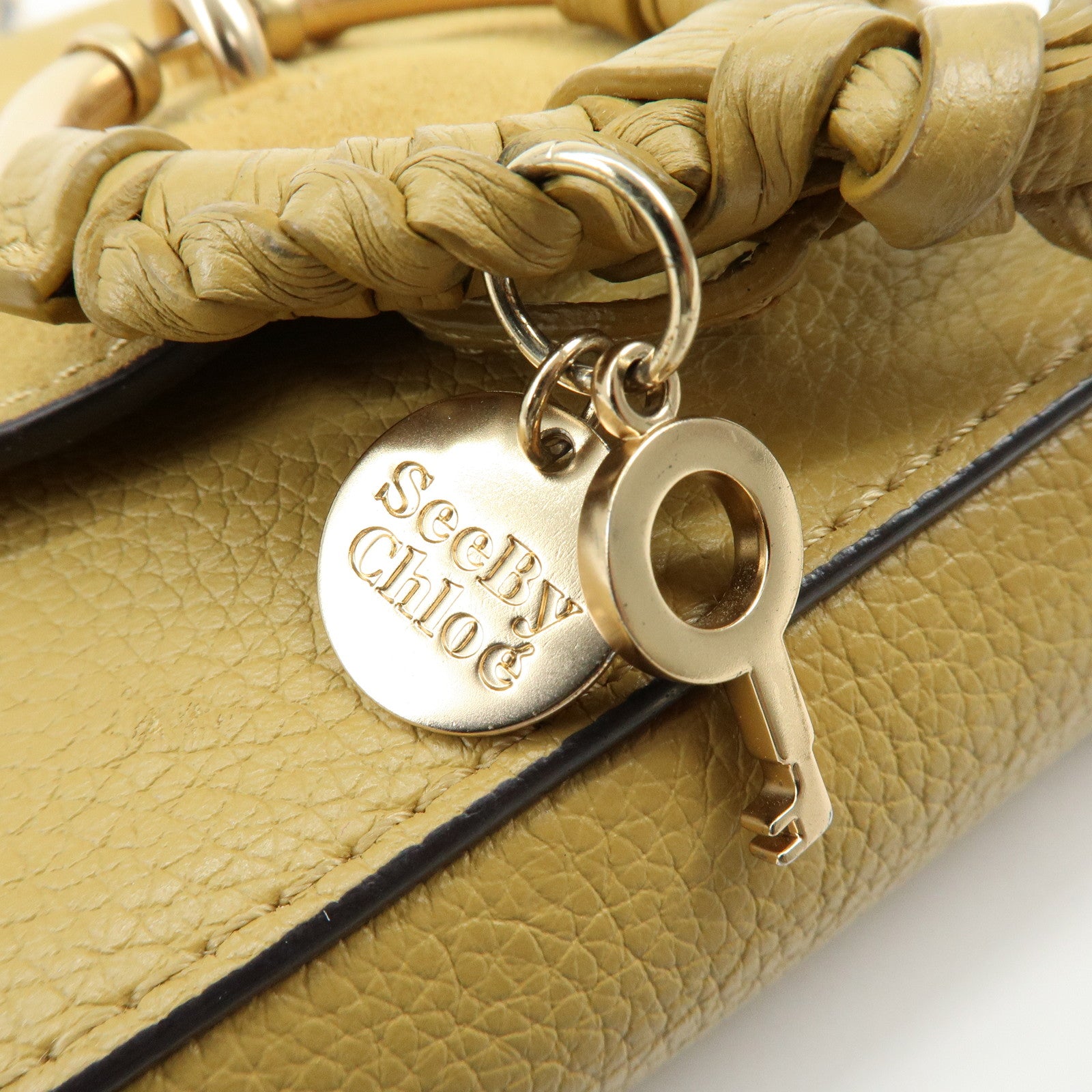 Chloe See by Chloe Leather Suede Chain Shoulder Bag Beige