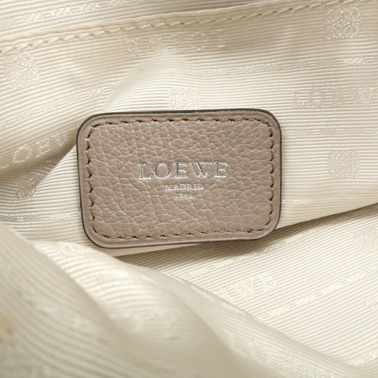 LOEWE Anagram Logo Leather Shoulder Bag Crossbody Bag Beige