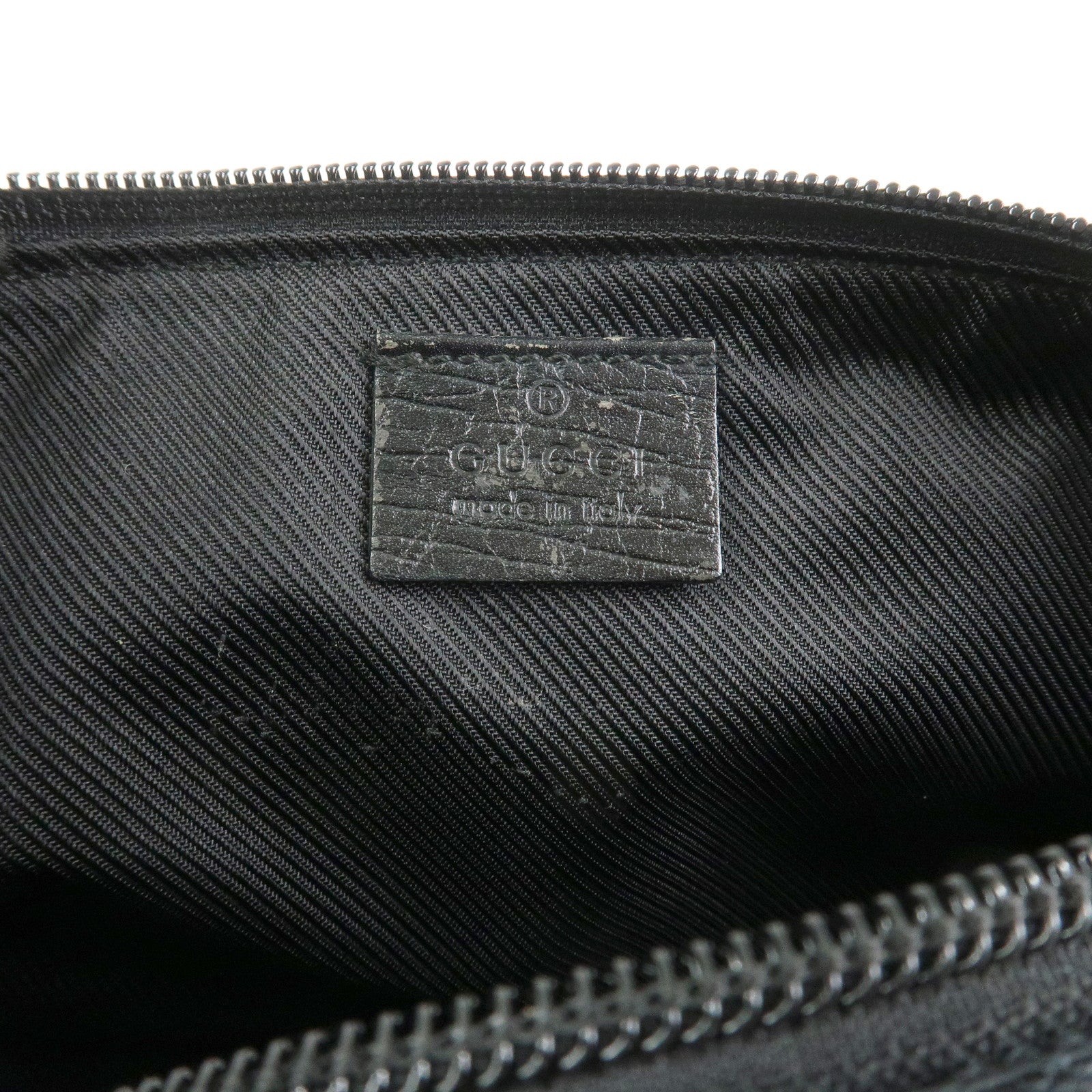 GUCCI Boat Bag Sherry GG Canvas Leather Hand Bag Black 141809