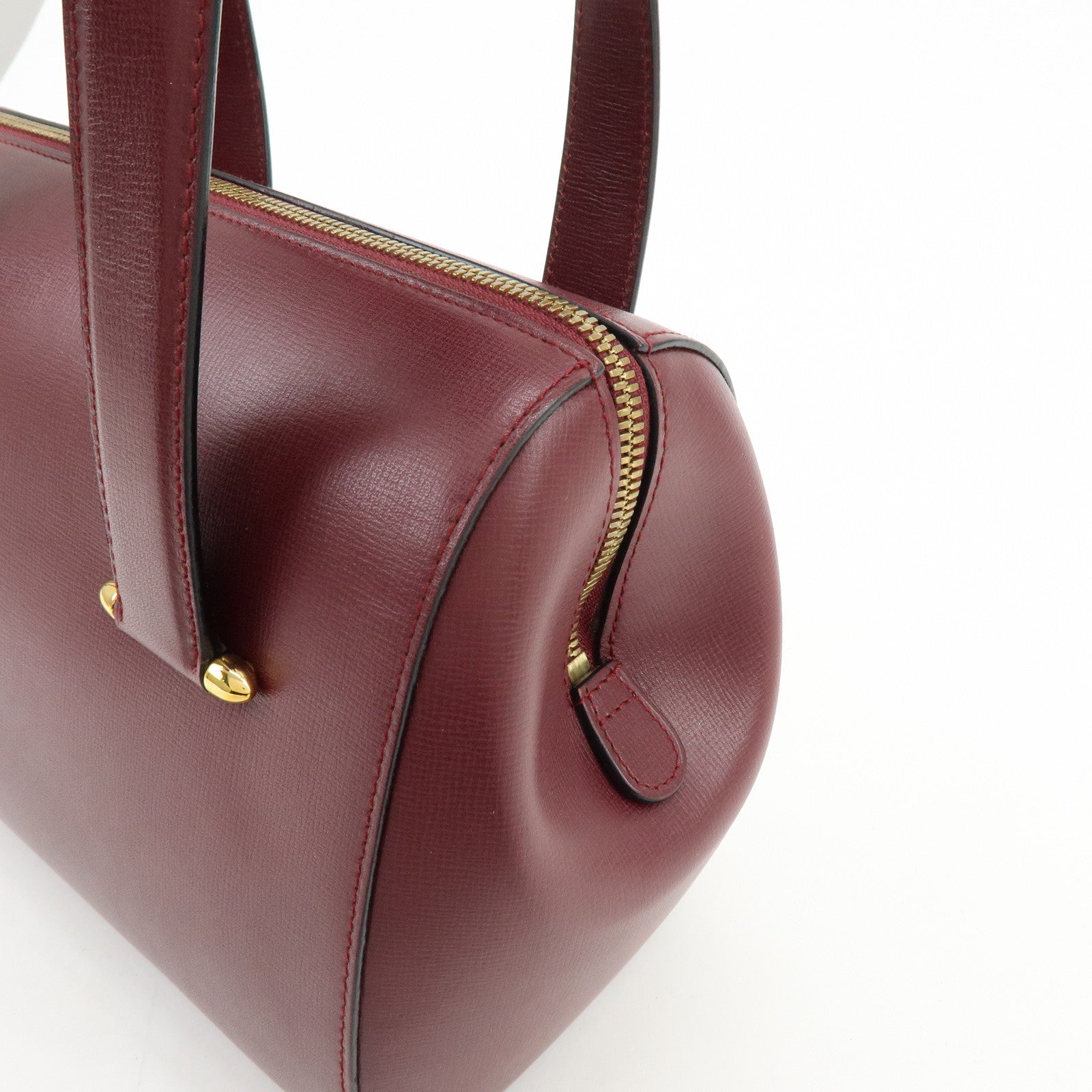 Cartier Must de Cartier Leather Boston Bag Hand Bag Bordeaux