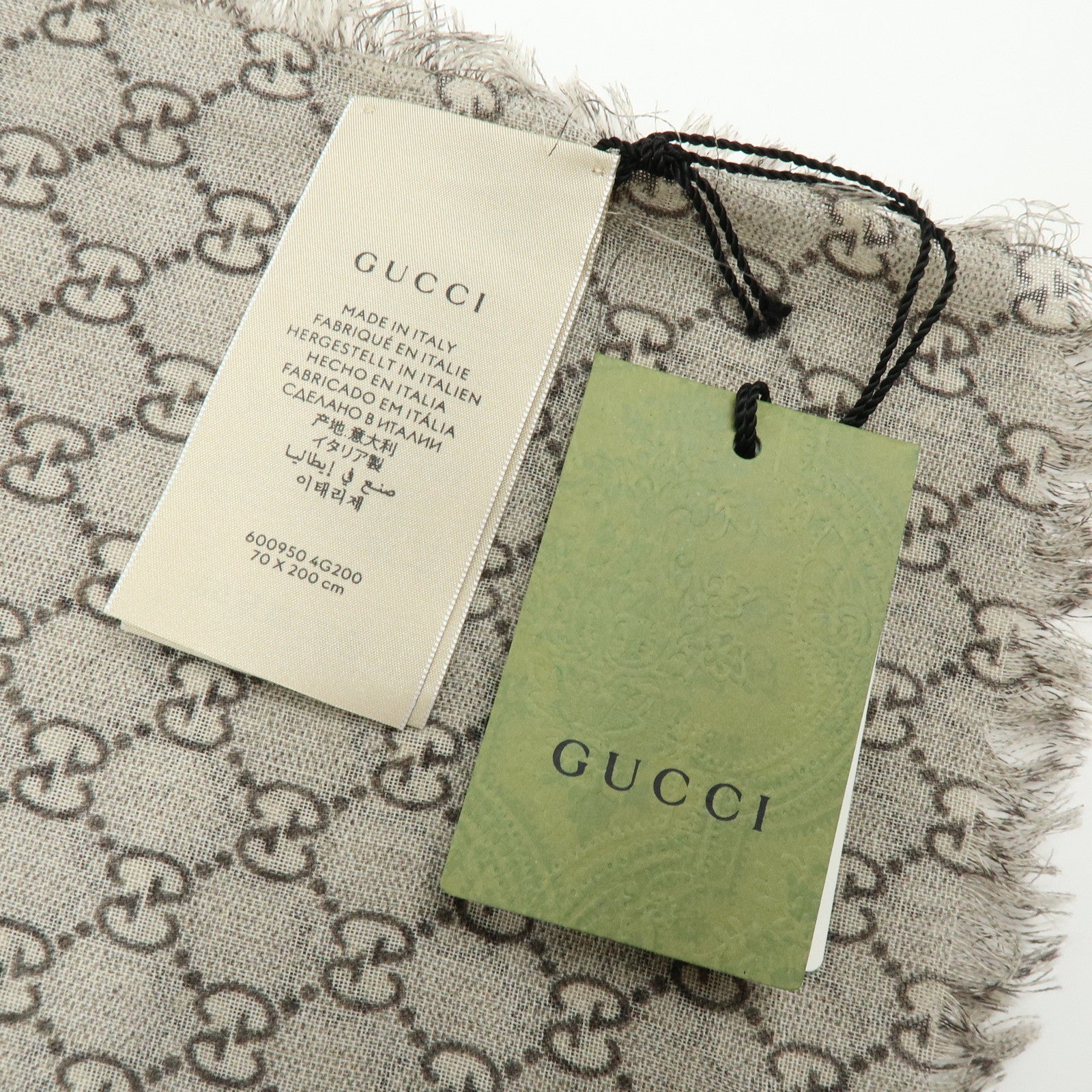 GUCCI Sherry GG Monogram Wool Scarf Shawl Beige 600950