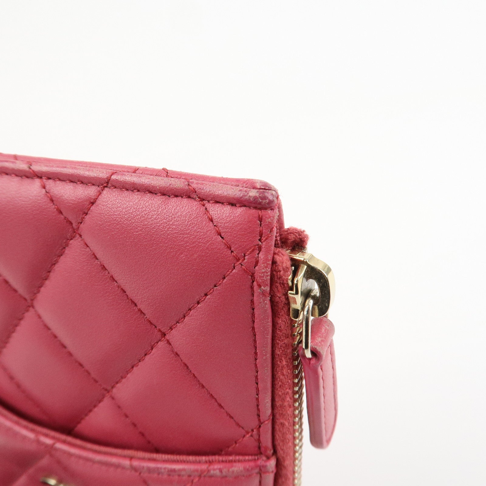 CHANEL COCO Mark Matelasse Lamb Skin Card Fragment Case Pink AP0225