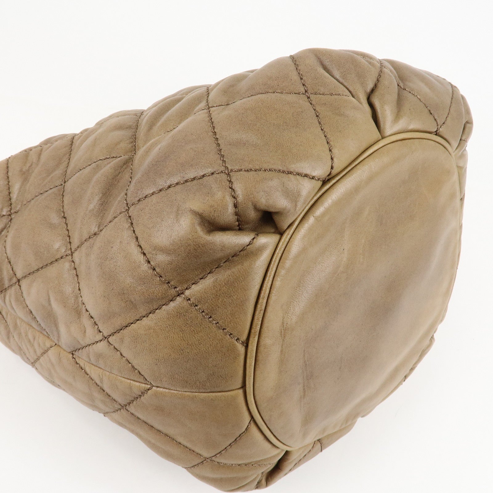 CHANEL Wild Stitch Leather Shoulder Bag Hand Bag Brown Used