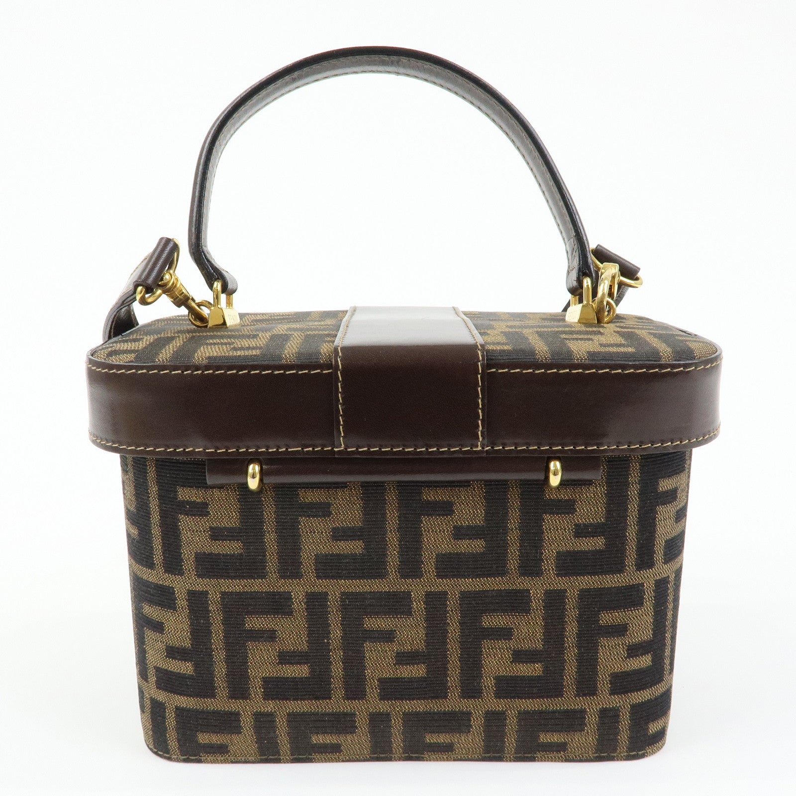FENDI Zucca Canvas Leather 2Way Bag Hand Bag Shoulder Bag 914931