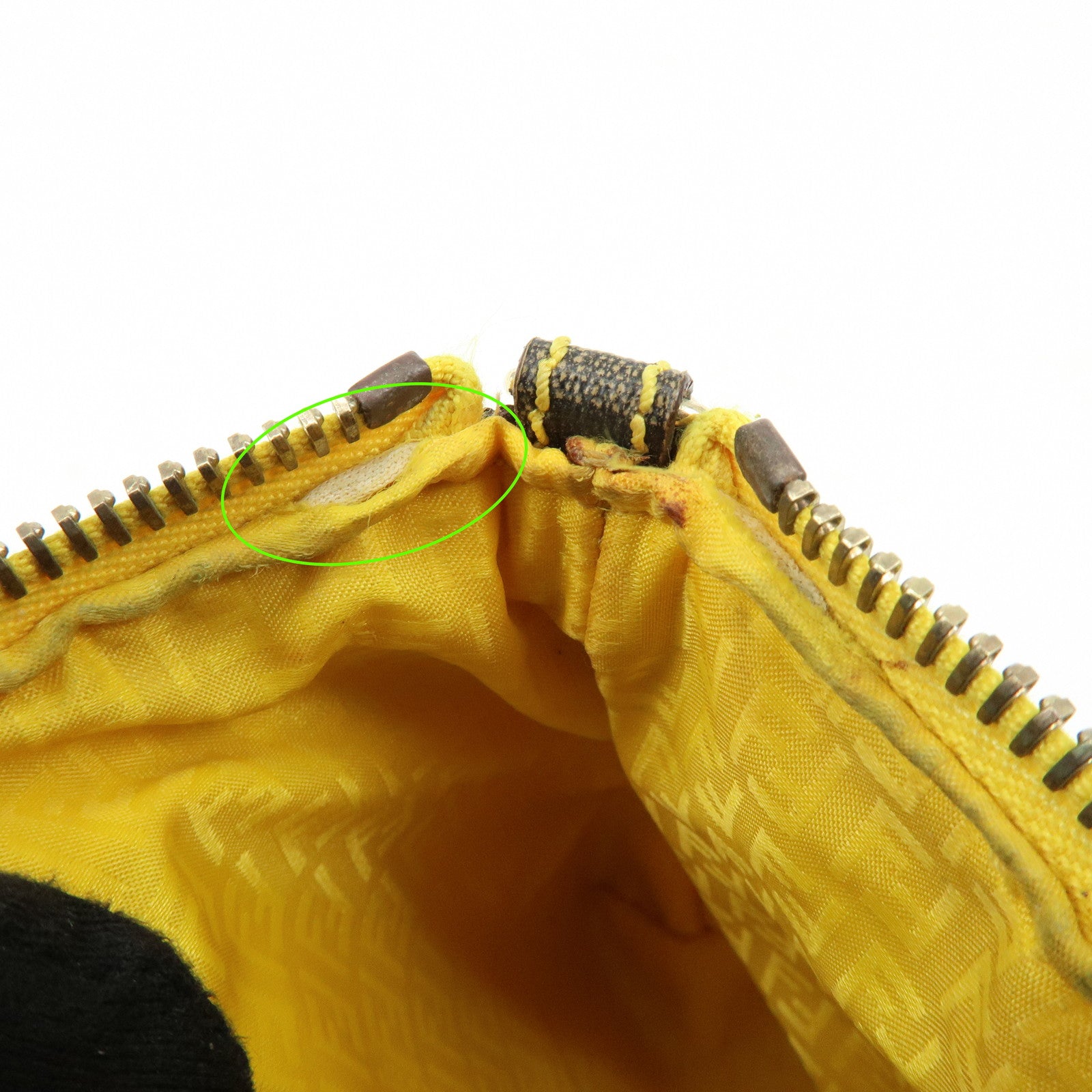 FENDI Zucca Print PVC Chain Accessory Pouch Brown Yellow 8BR592
