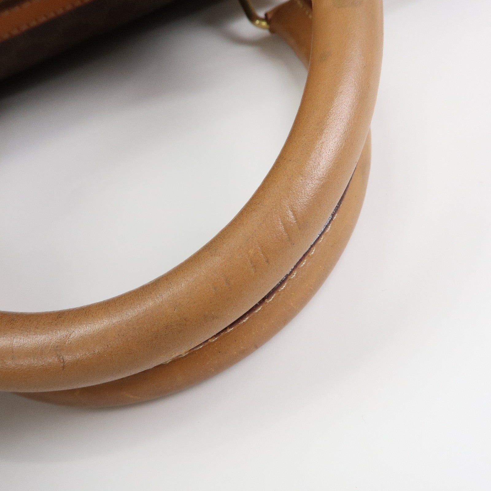 CELINE Logo Macadam PVC Leather Boston Bag Hand Bag Brown