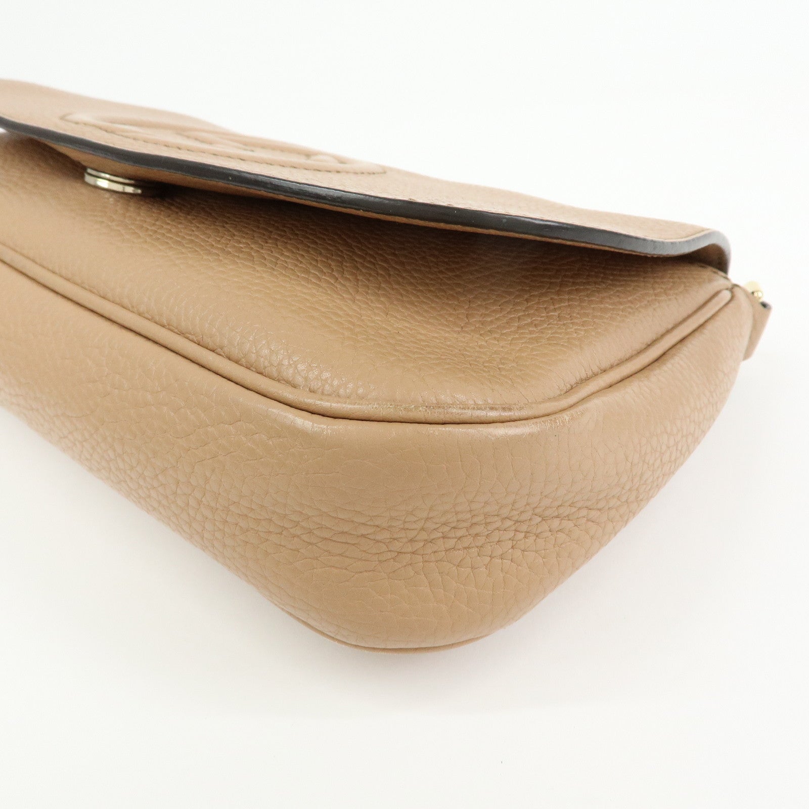 GUCCI SOHO Leather Chain Shoulder Bag Crossbody Bag Beige 536224