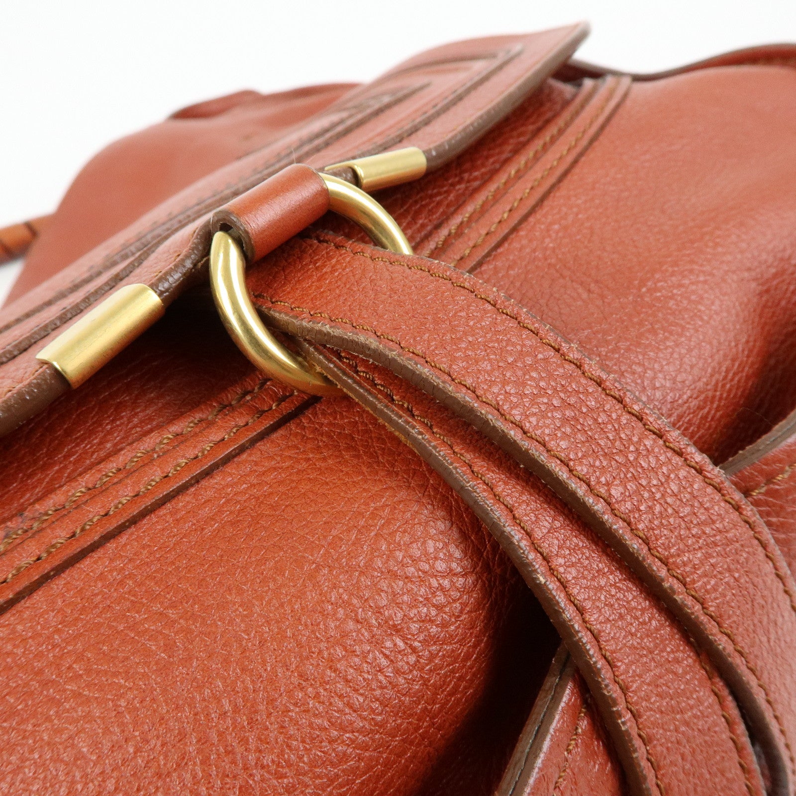 Chloe Marcie Leather Shoulder Bag Tote Bag Red Brown