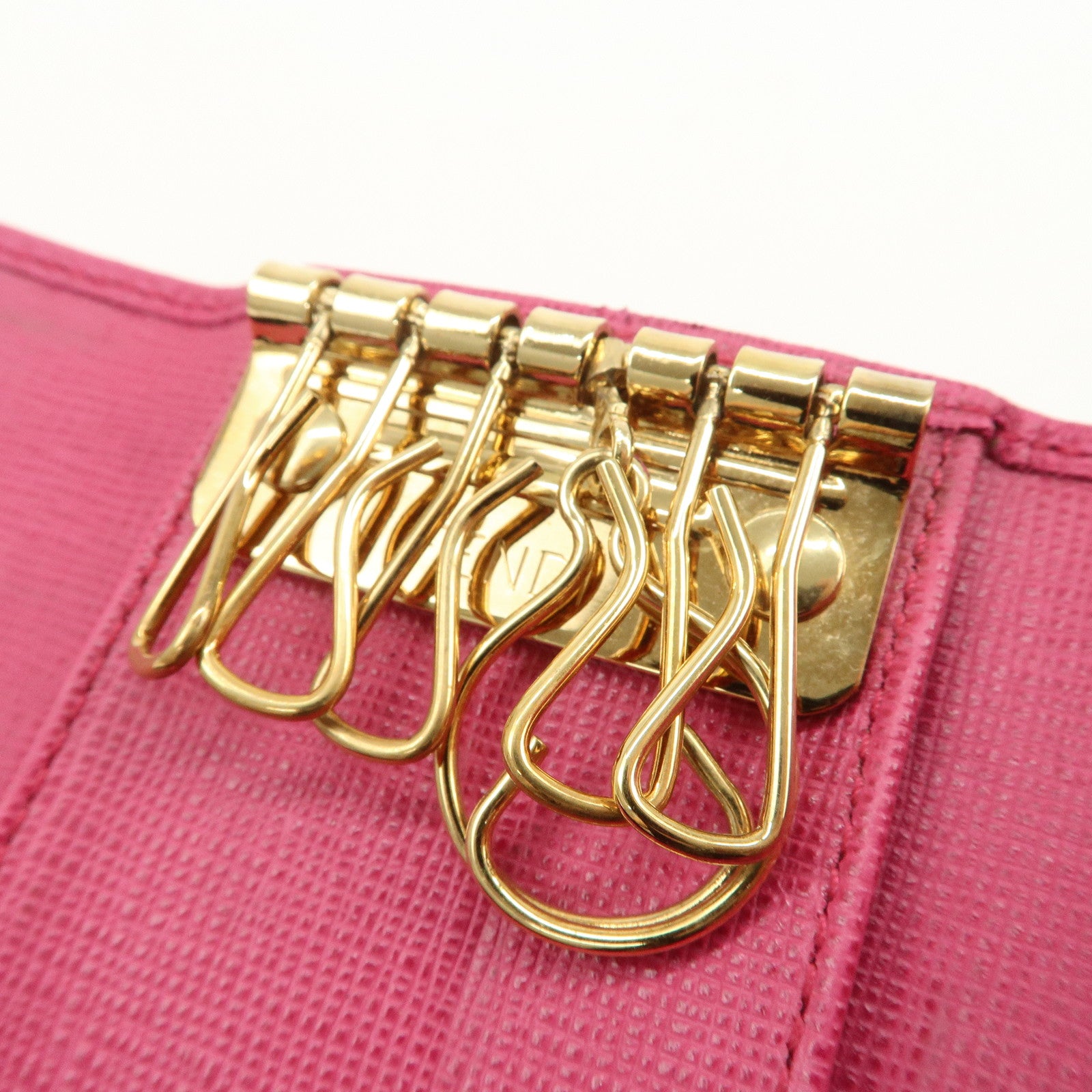 FENDI Zucca PVC Coating Canvas Leather 6 Rings Key Case 8AP079