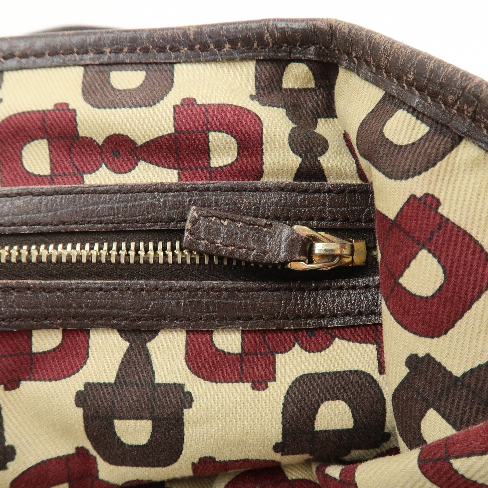 GUCCI Sherry GG Canvas Leather Tote Bag Hand Bag Brown 137396