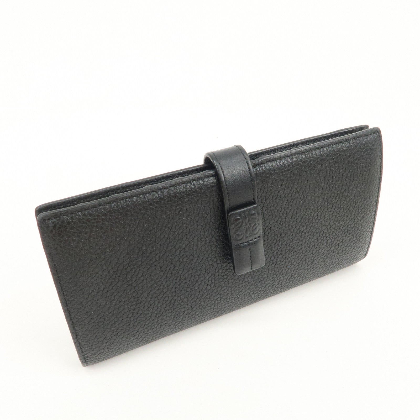 LOEWE Logo Leather Bi-fold Long Wallet Black 062047