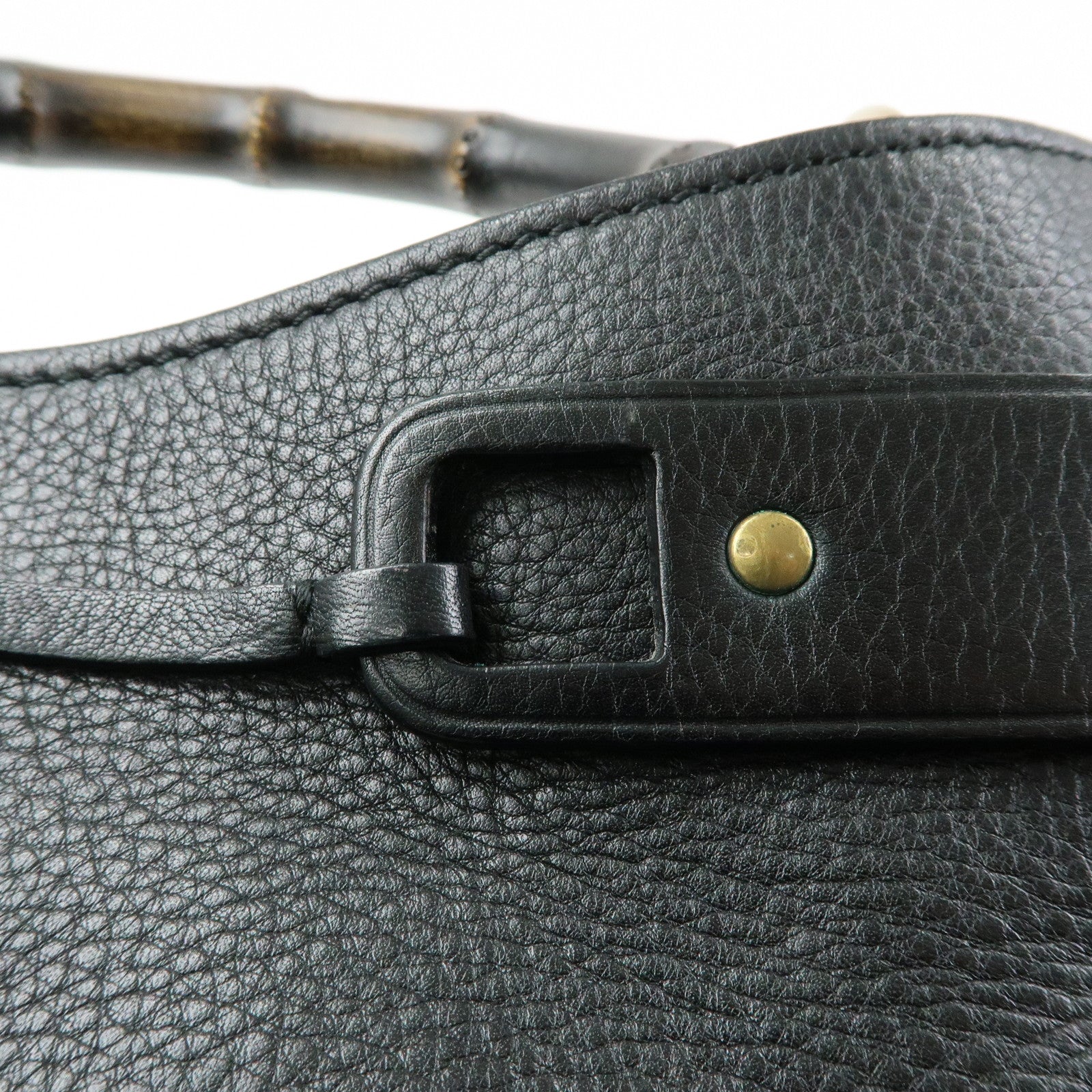 GUCCI Bamboo Leather Bamboo Hand Bag Black 109136