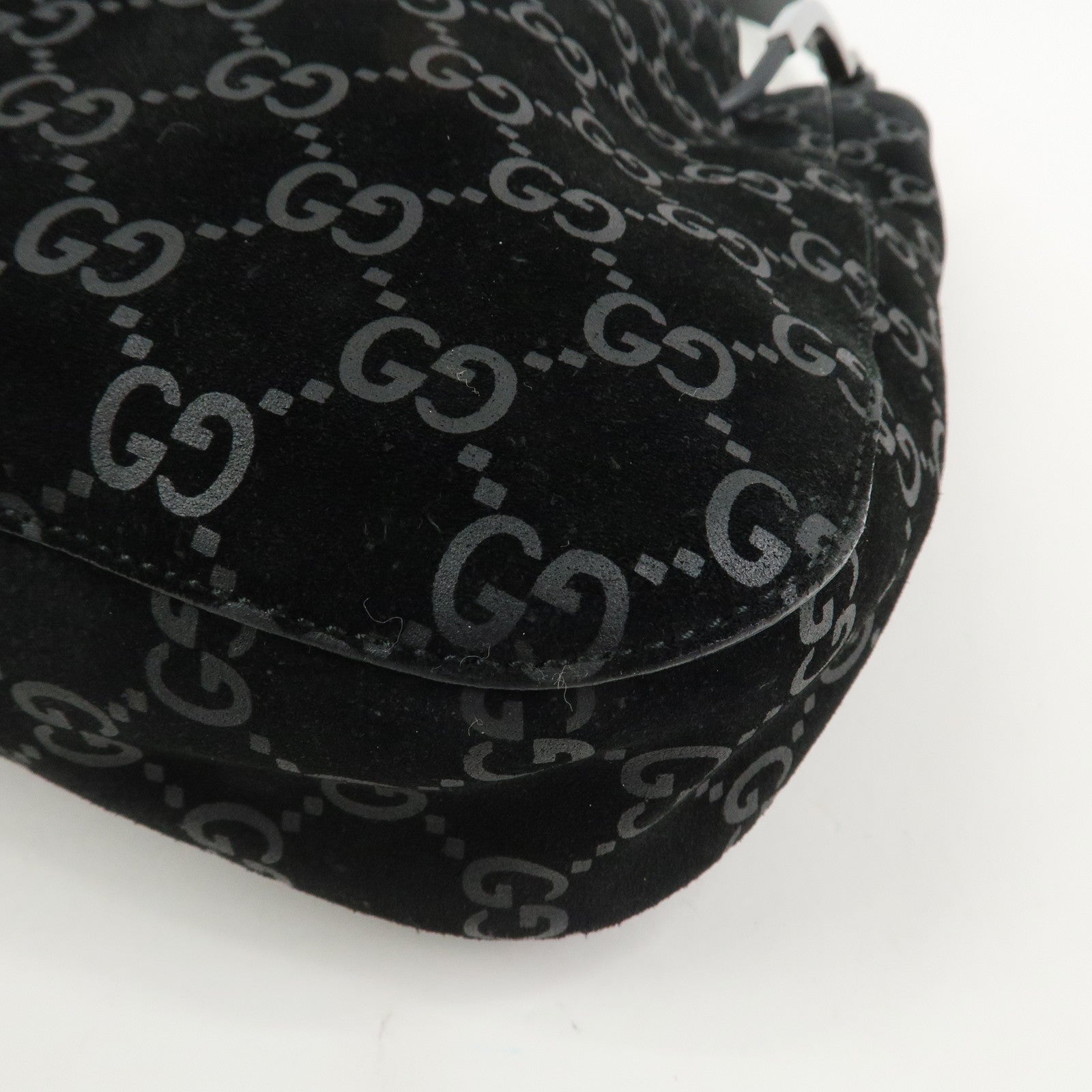 GUCCI GG Suede Shoulder Bag Hand Bag Black 001・3748