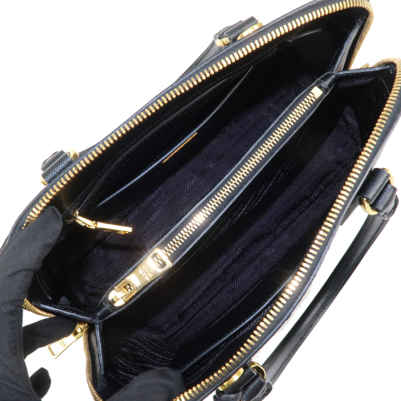 PRADA Promenade Medium Saffiano Leather 2Way Bag Black 1BA002