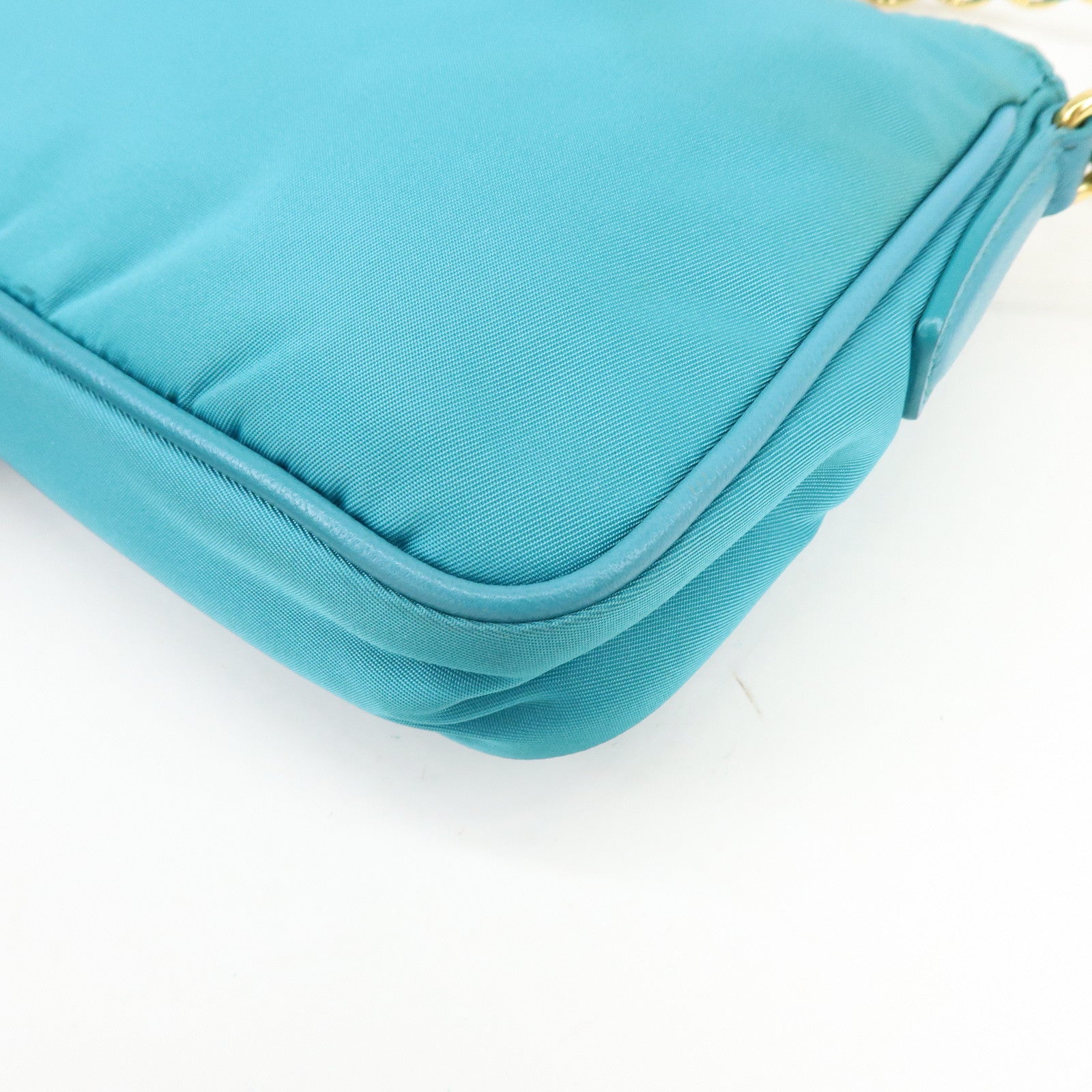 PRADA Triangle Logo Nylon Saffiano Leather Shoulder Bag Blue