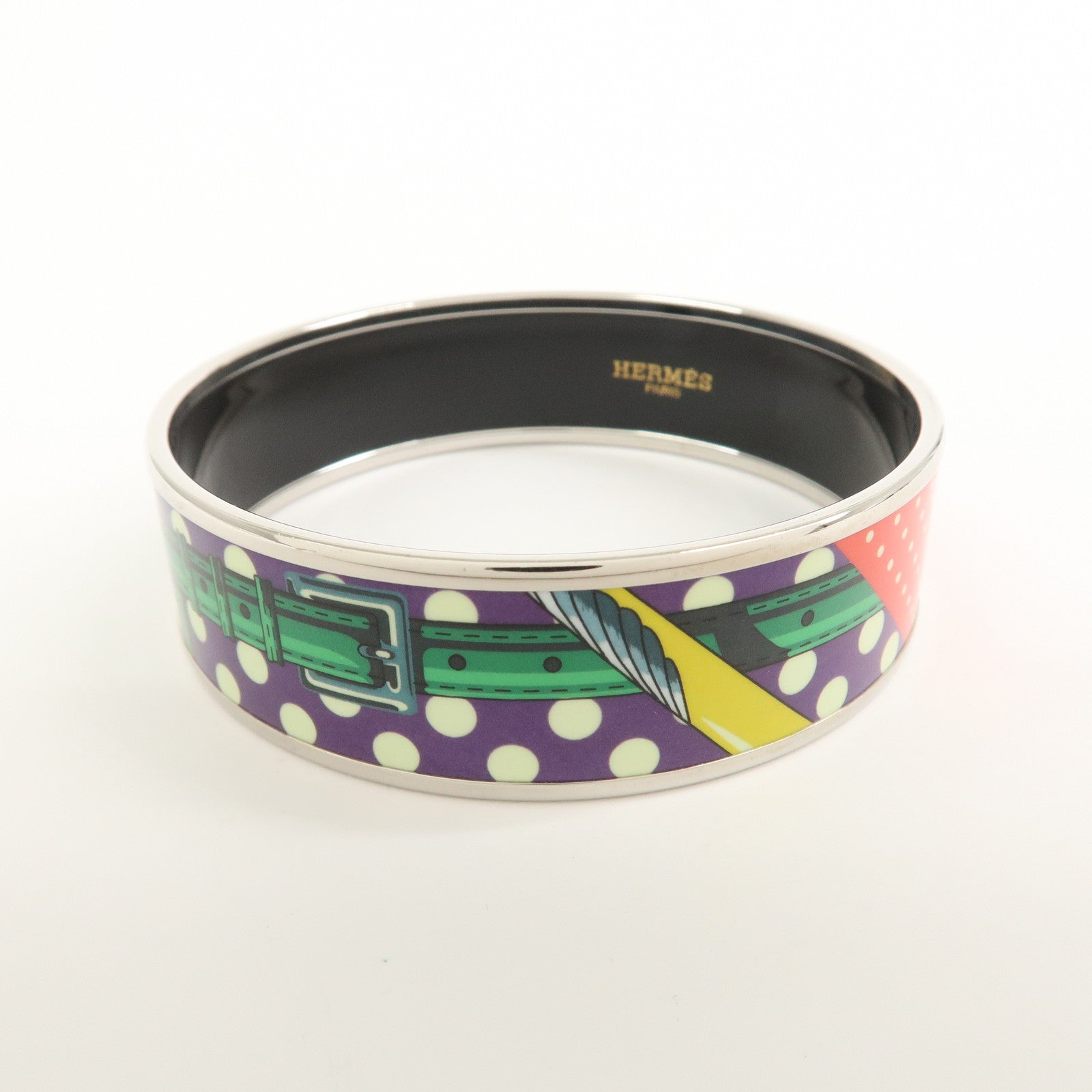HERMES Email GM Bangle Bracelet Purple Yellow Red