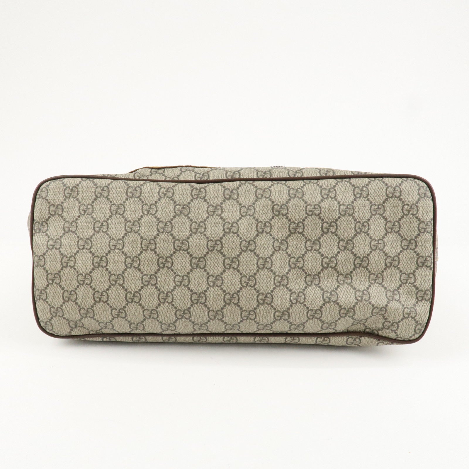 GUCCI GG Supreme Canvas Leather 2WAY Tote Bag Beige Brown 474085 Used