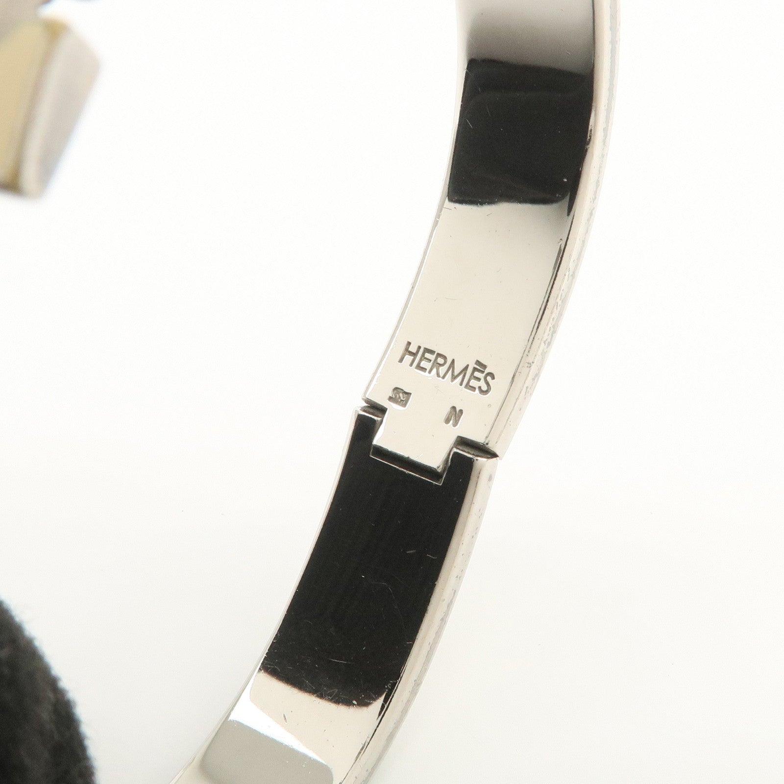 HERMES Clic Clac PM Metal Bracelet Bangle Green Ivory