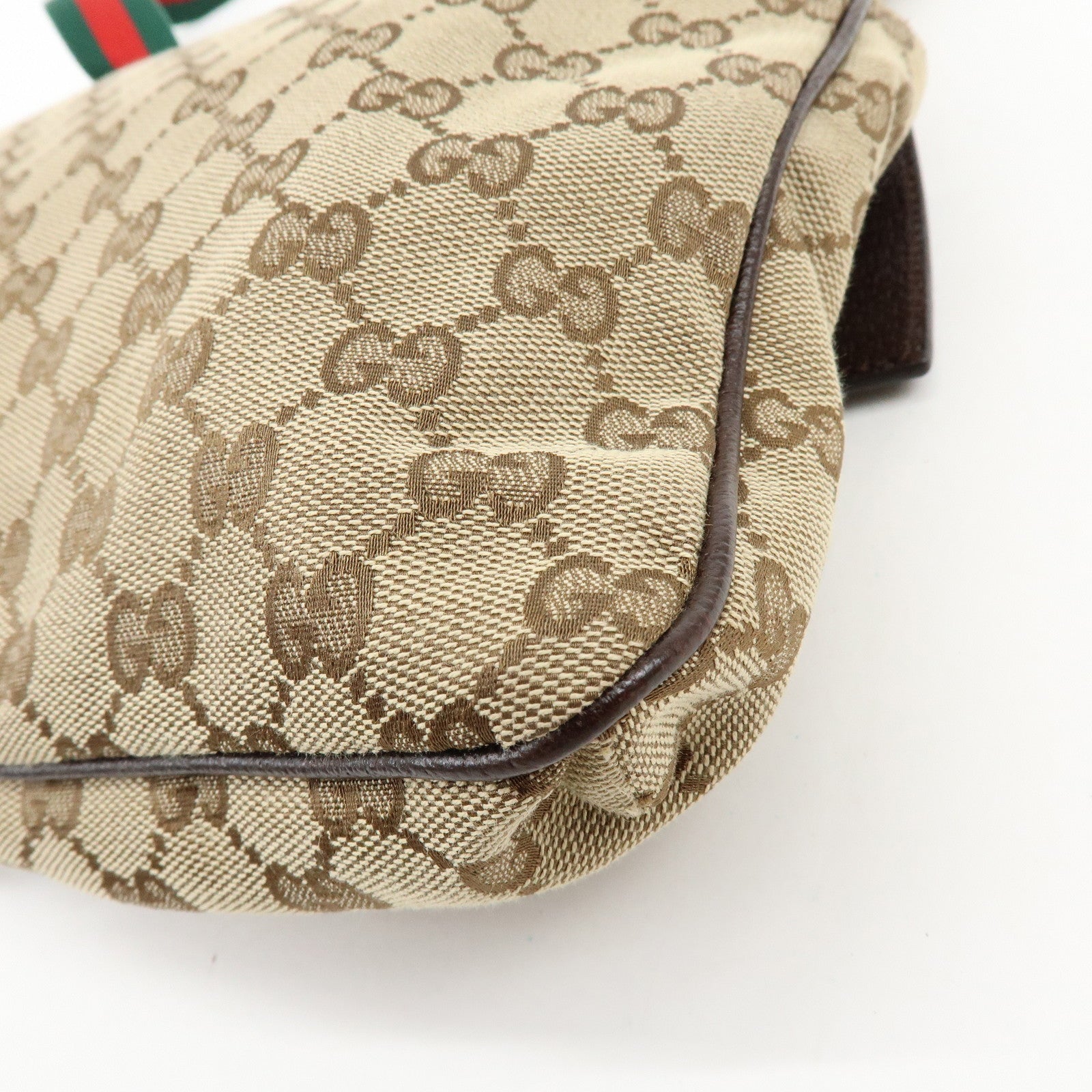 GUCCI Sherry GG Canvas Leather Shoulder Bag Beige Brown 169937