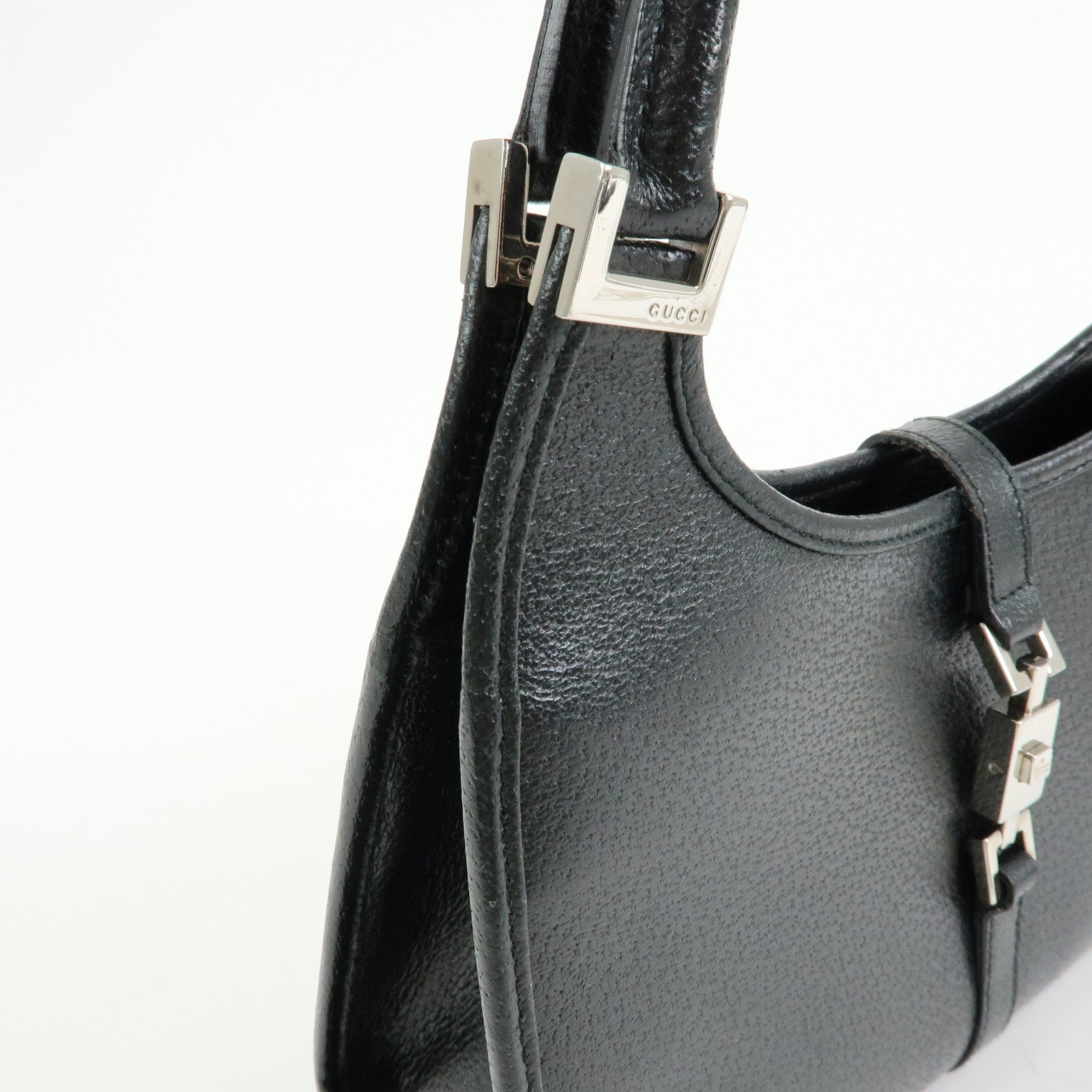 GUCCI Jackie GG Canvas Leather Shoulder Bag Hand Bag Black 002.1068