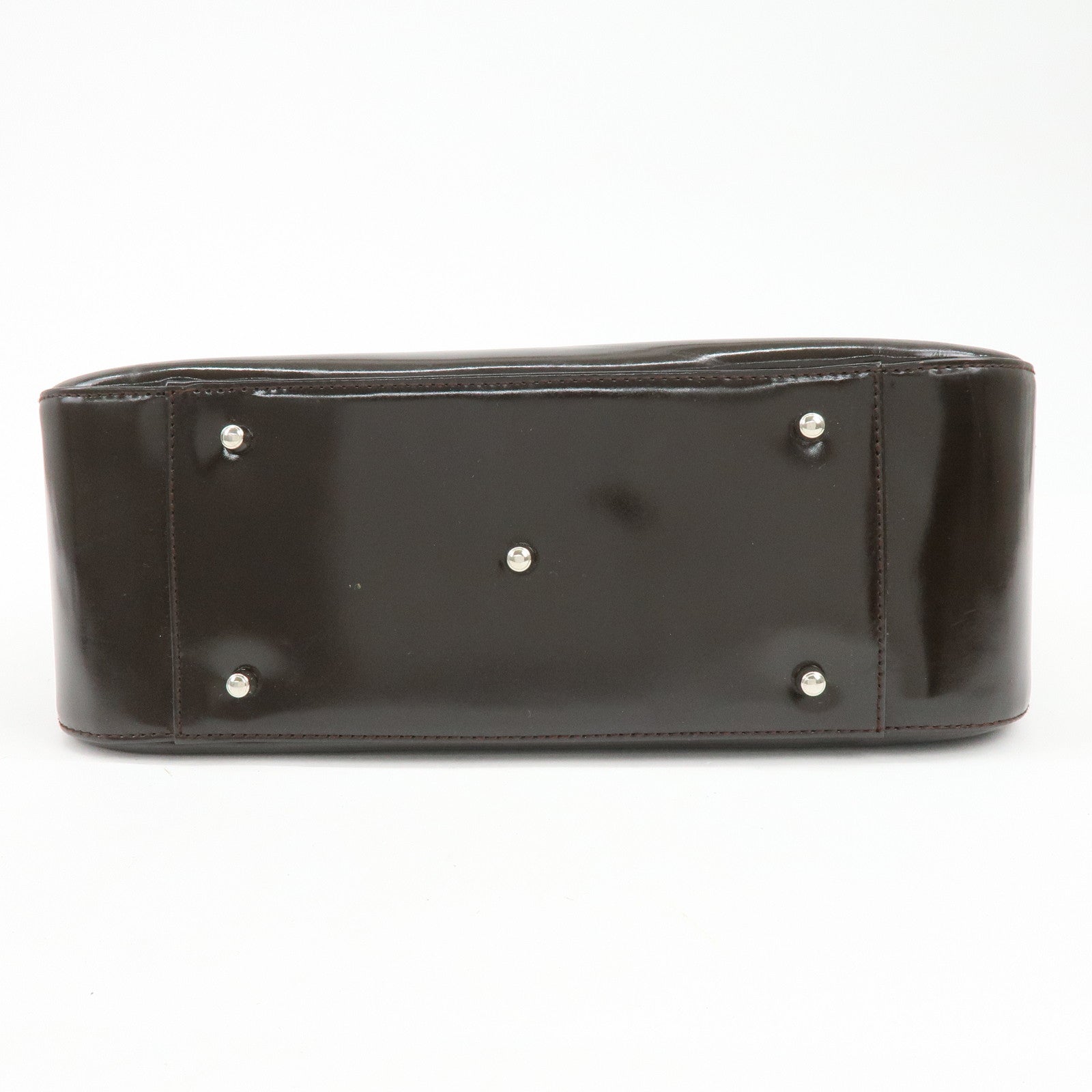 GUCCI Interlocking G Patent Leather 2Way Bag Dark Brown 000・2058