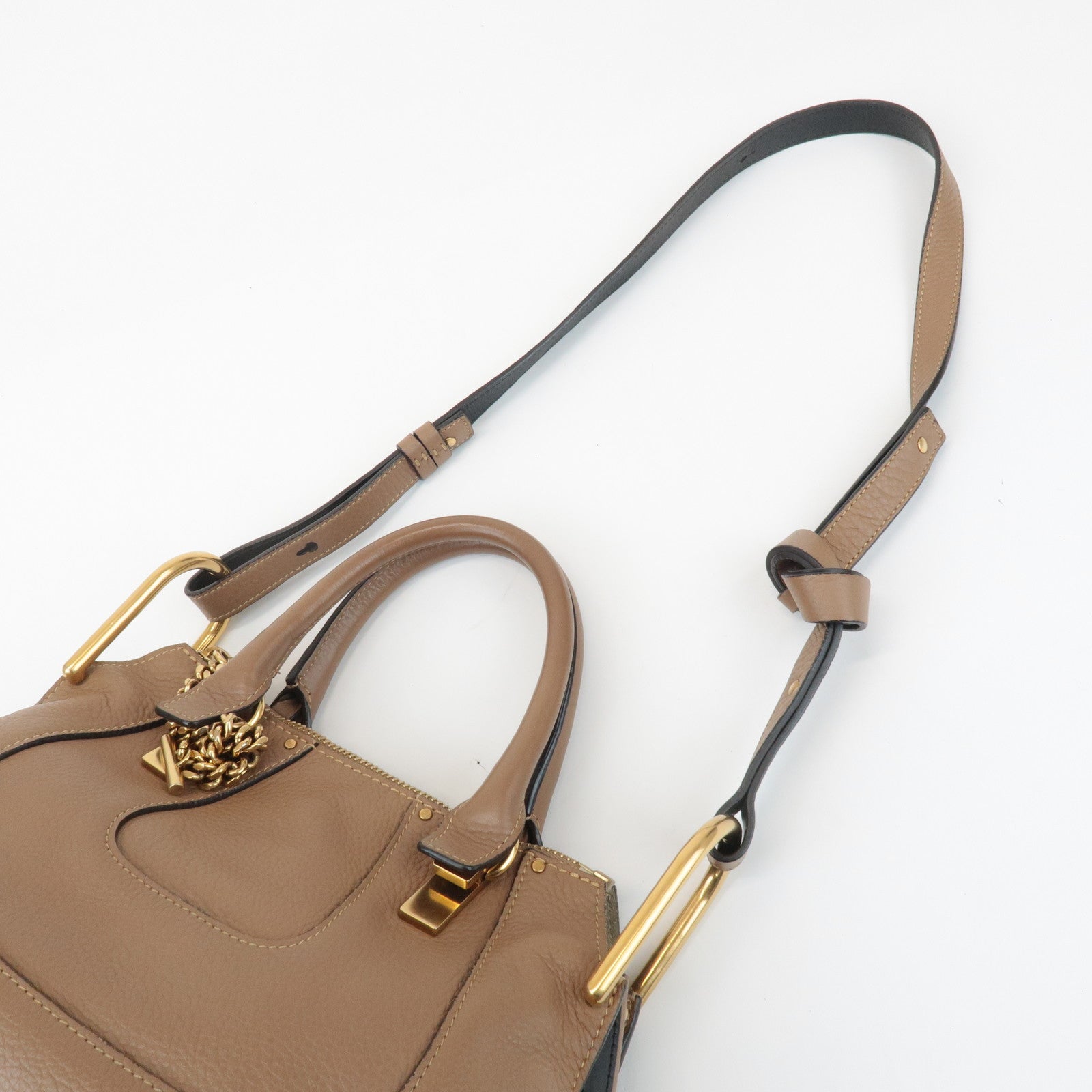 Chloe Hayley Leather 2WAY Bag Hand Bang Shoulder Bag Brown