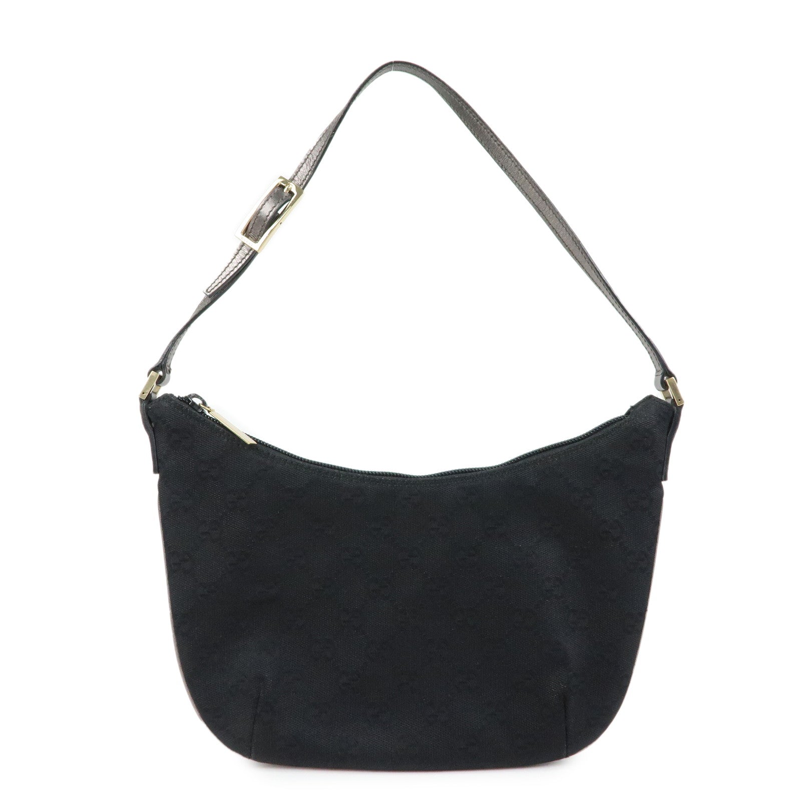 GUCCI GG Canvas Leather Shoulder Bag Hand Bag Black 005.0813