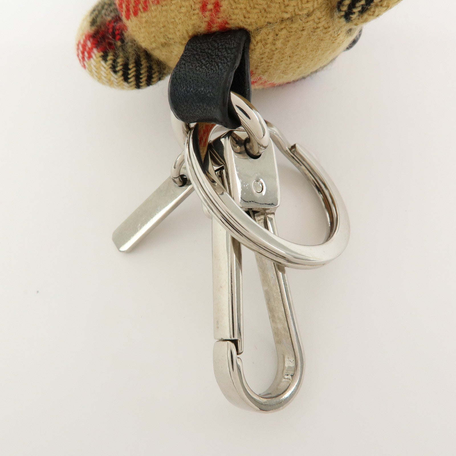 BURBERRY Nova Paid Canvas Bag Charm Key Holder Thomas Bear Beige