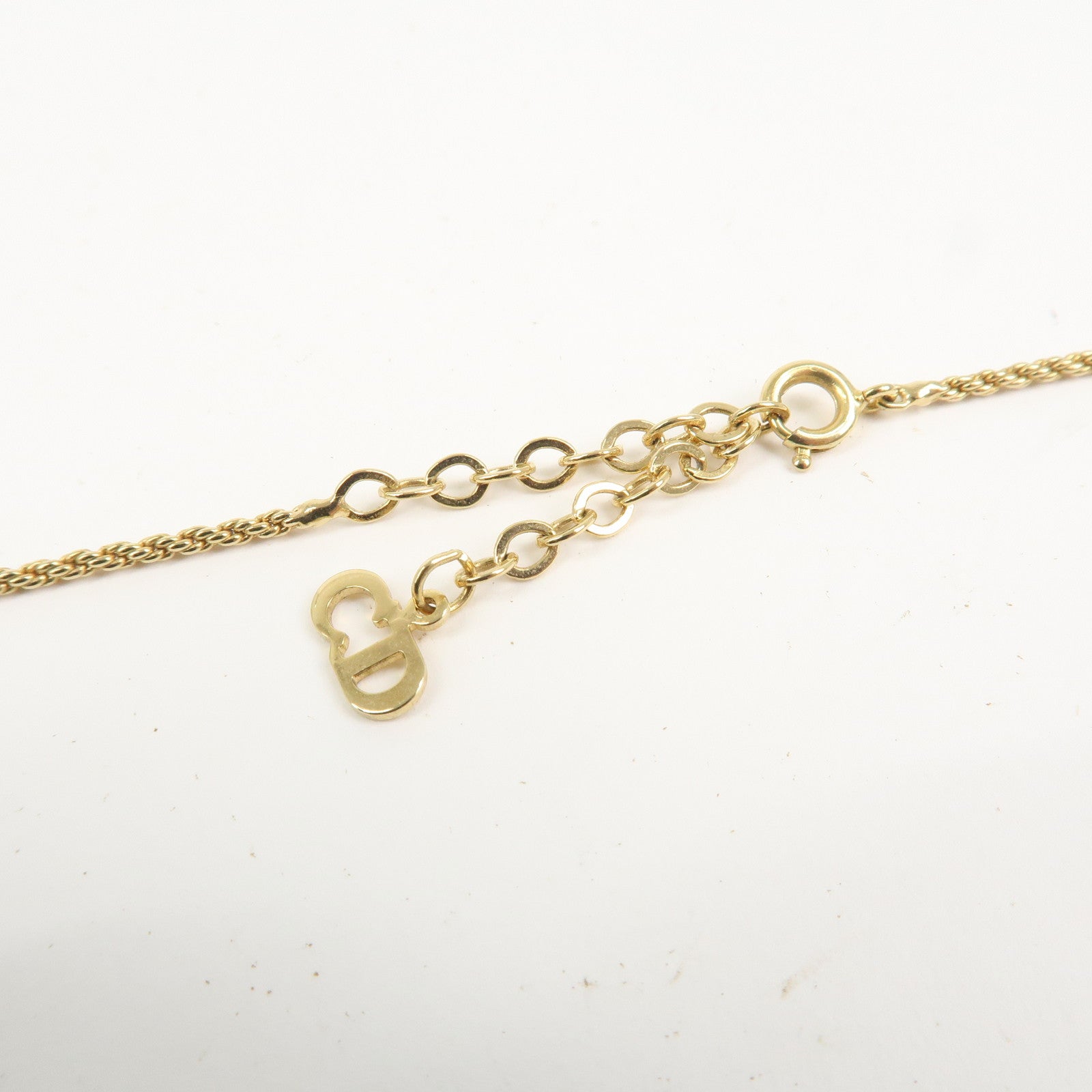 Christian Dior  Tone Logo Metal Pendant Necklace Gold
