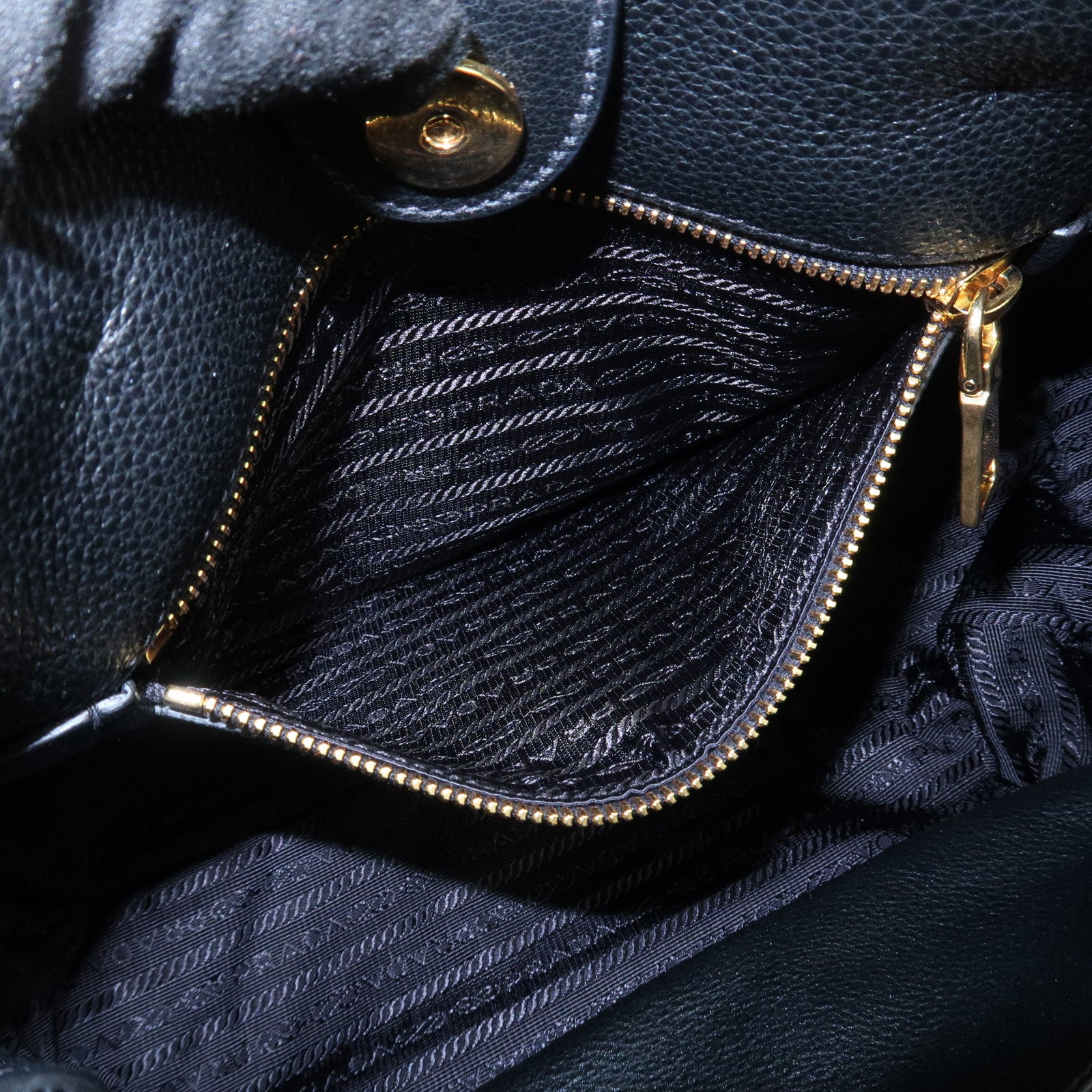 PRADA Logo Leather 2Way Bag Shoulder Bag Hand Bag Black 1BG044