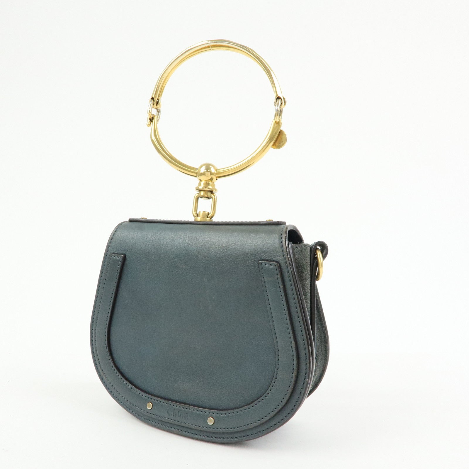 Chloe Nile Leather 2Way Bag Hand Bag Bracelet Bag Blue