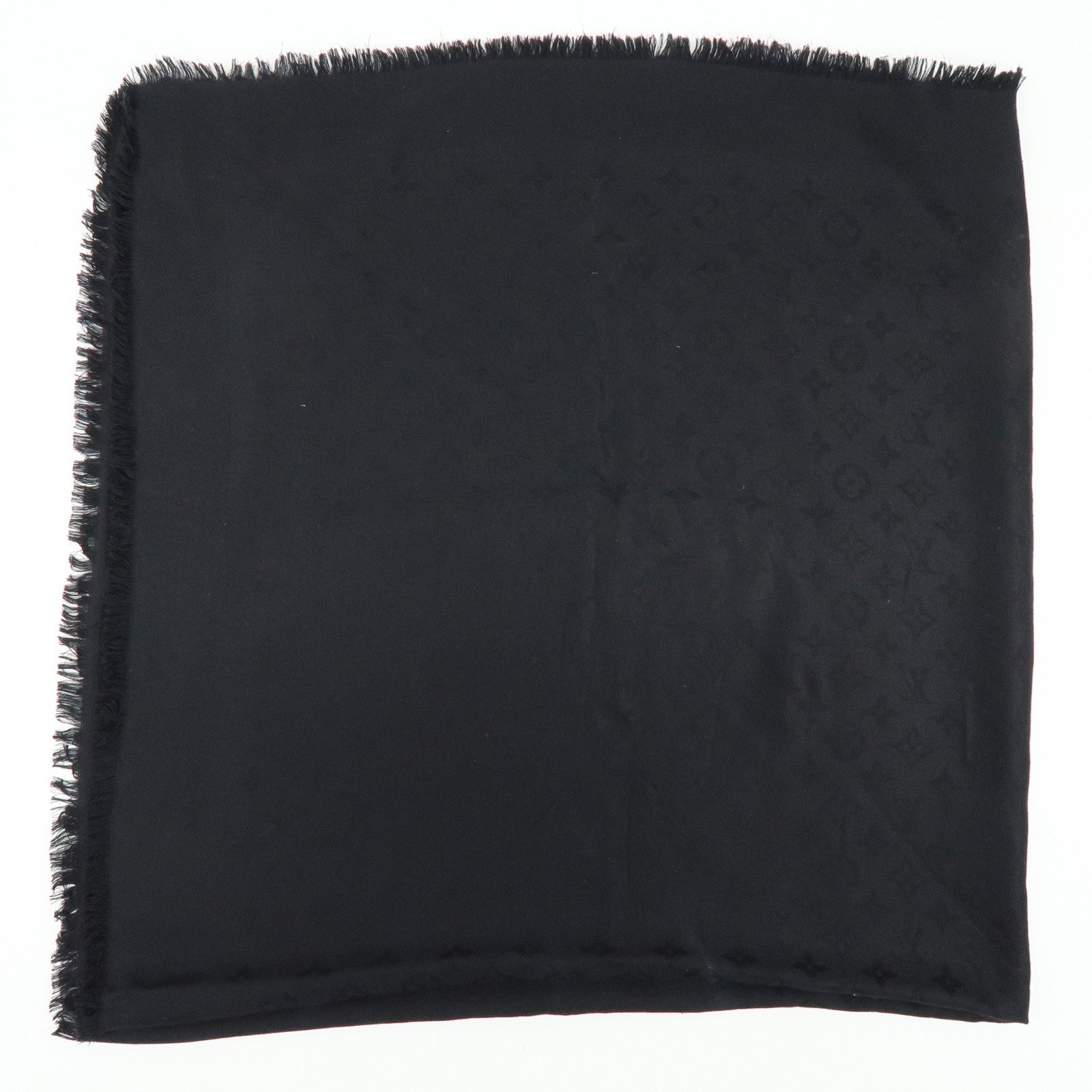 Louis Vuitton Monogram Silk Wool Scarf Shawl Black M71329