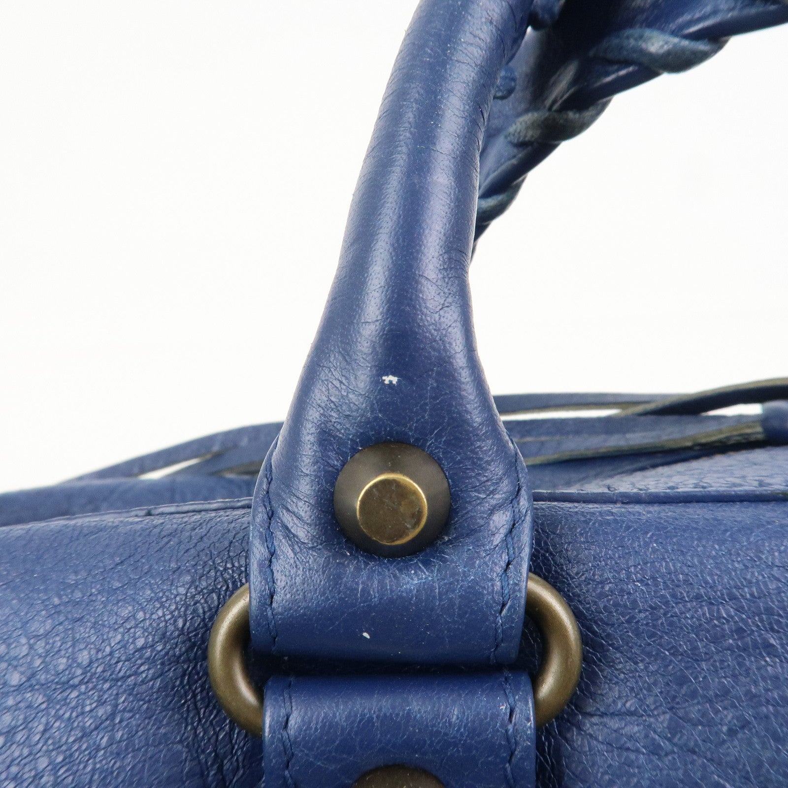 BALENCIAGA Leather The Twiggy 2WAY Bag Hand Bag Blue 409334