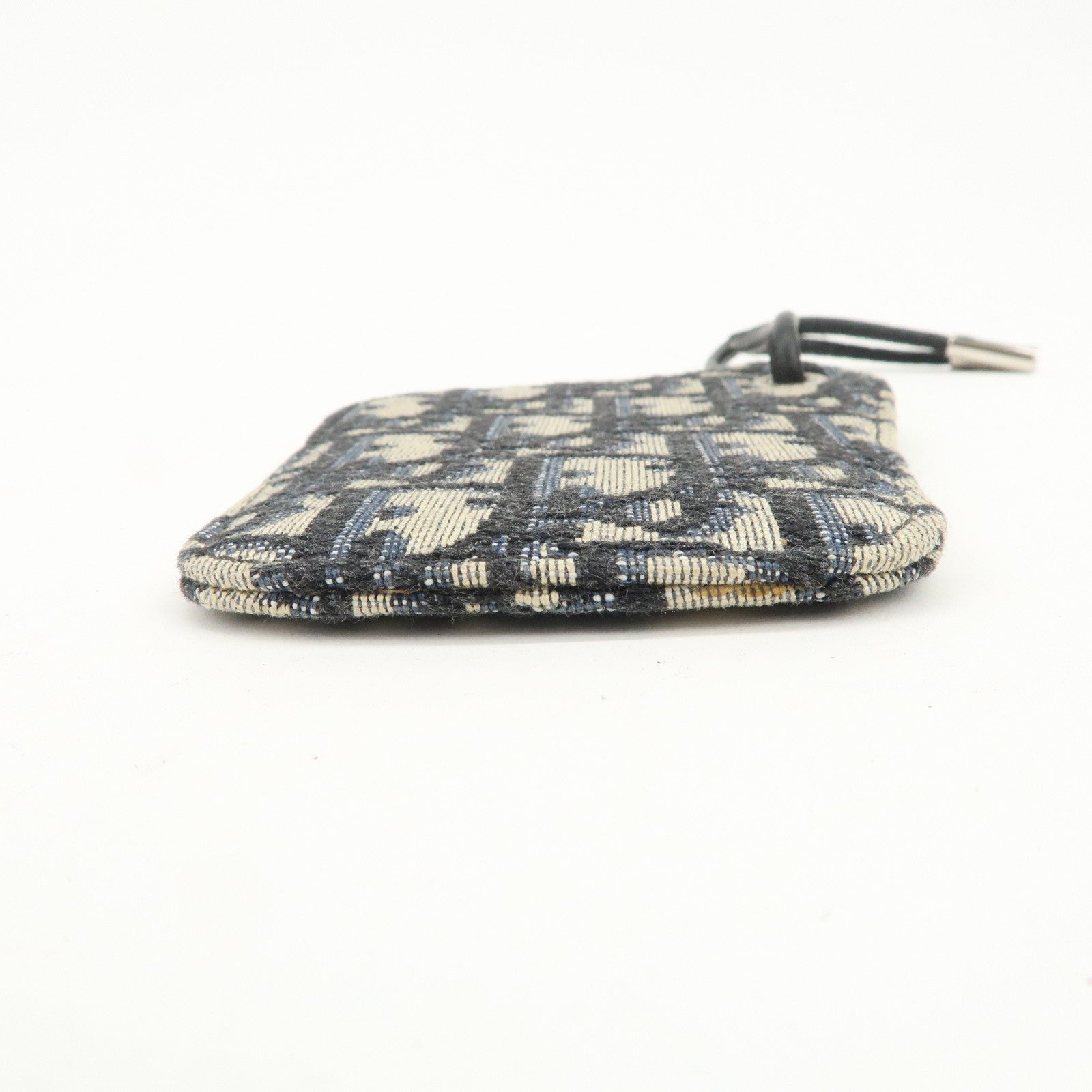 Christian Dior Oblique Jacquard Leather Card Case Card Holder Navy