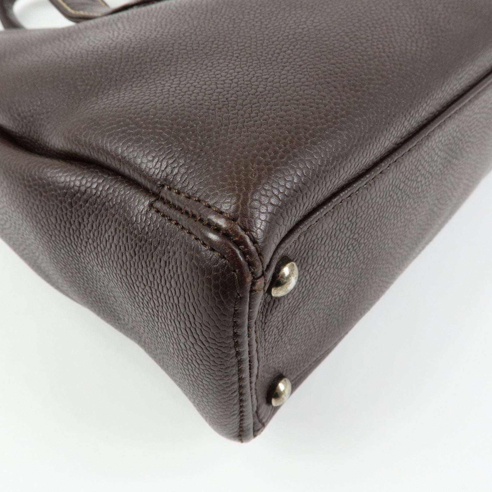 CHANEL COCO Mark Caviarskin Tote Bag Hand Bag Shoulder Bag Brown