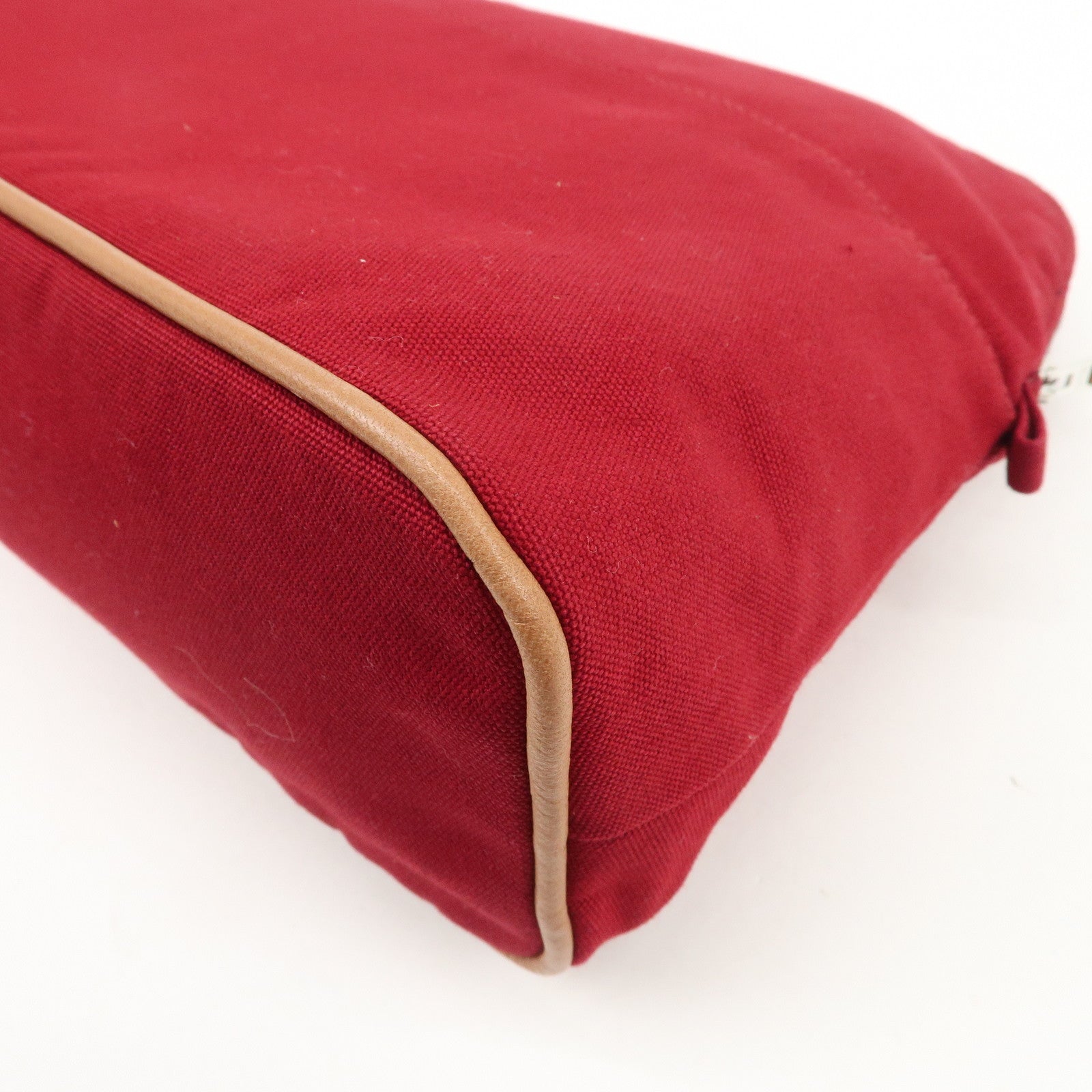 HERMES Canvas Bolide Pouch GM Cosmetic Pouch Makeup Bag Wine Red