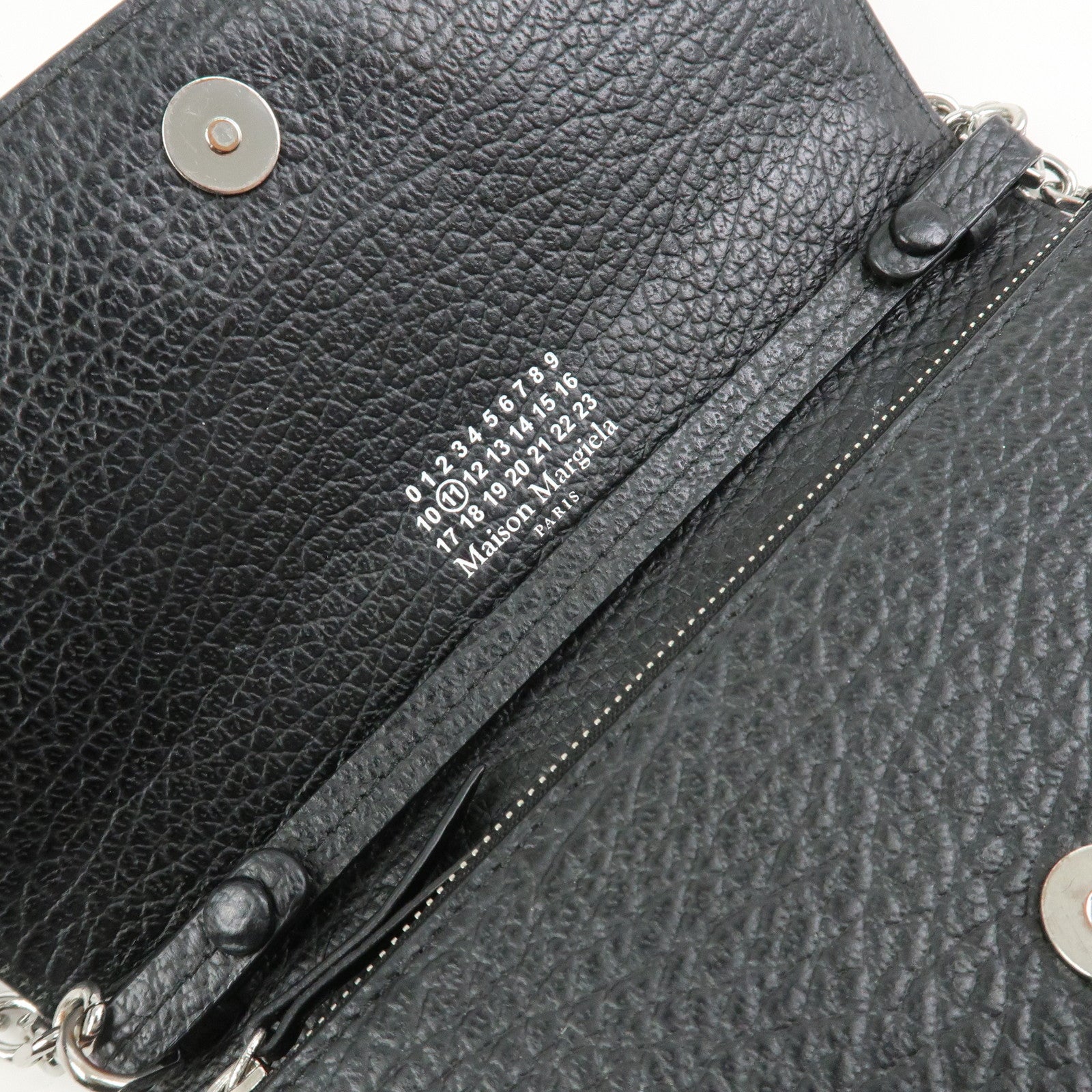 Maison Margiela Leather Shoulder Bag 4 Stitches Chain Wallet Black
