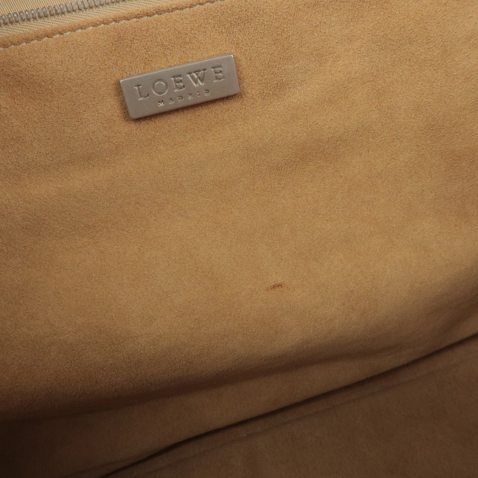 LOEWE Anagram Embossed Leather Tote Bag Hand Bag Beige