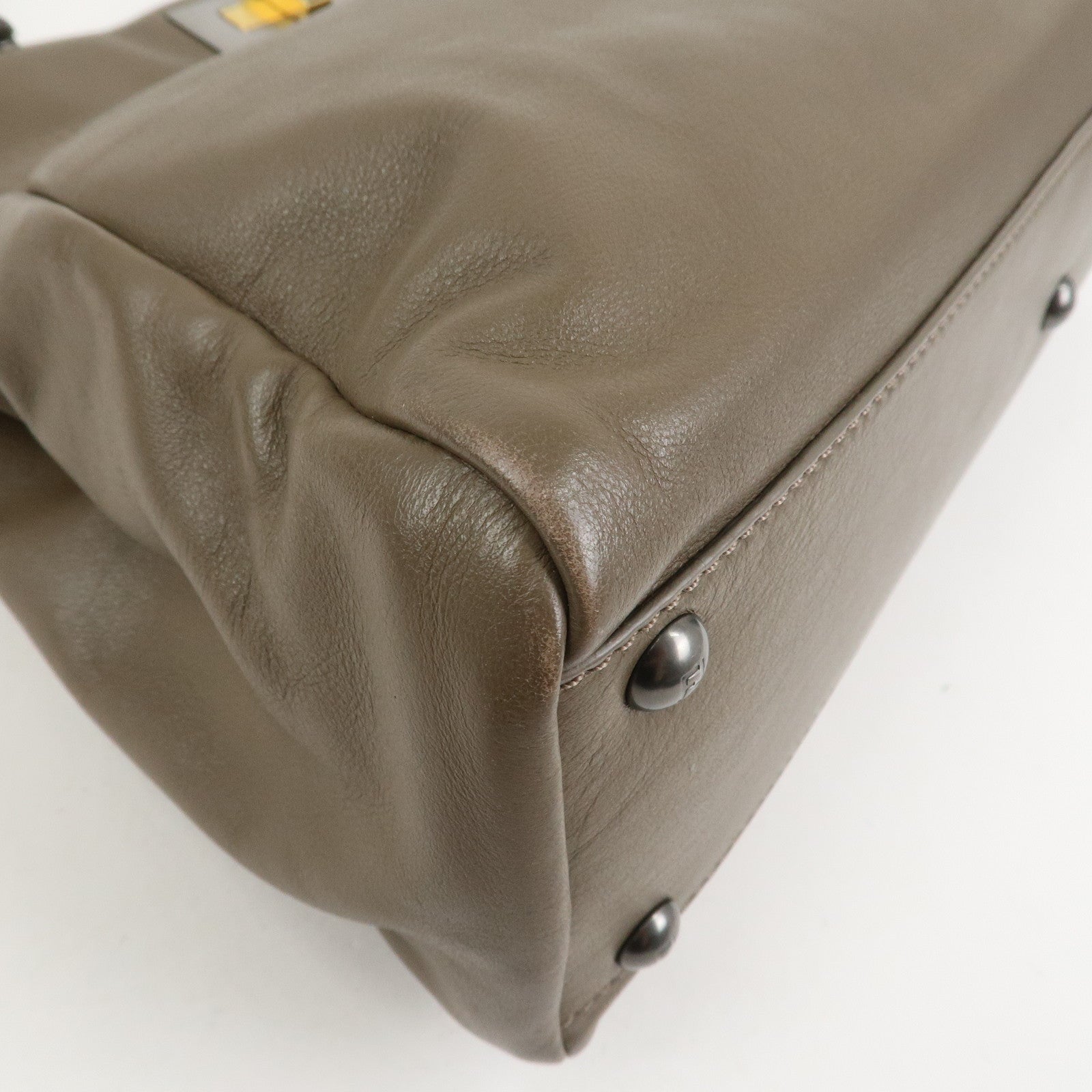 FENDI Leather Peekaboo 2Way Shoulder Bag Hand Bag Brown 8BN226