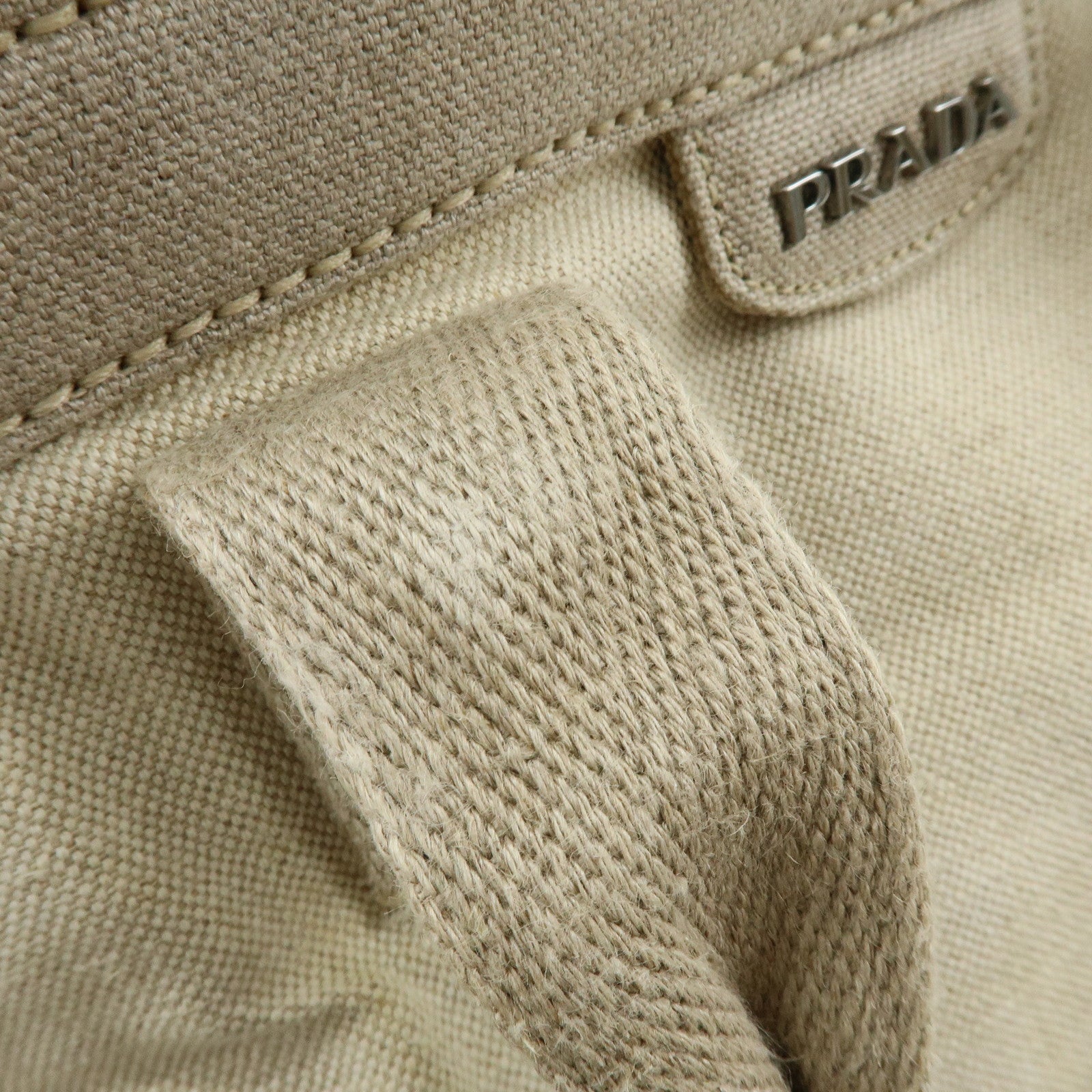 PRADA Denim Boston Bag Hand Bag Natural BN1886