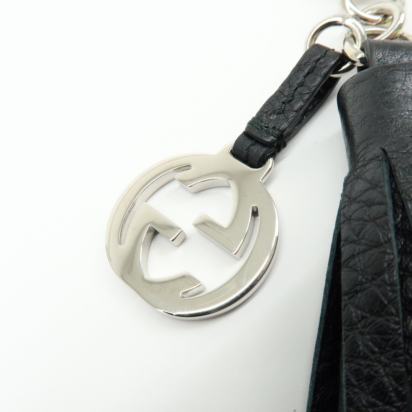 GUCCI Interlocking G Tassel Bag Charm Key Charm Black