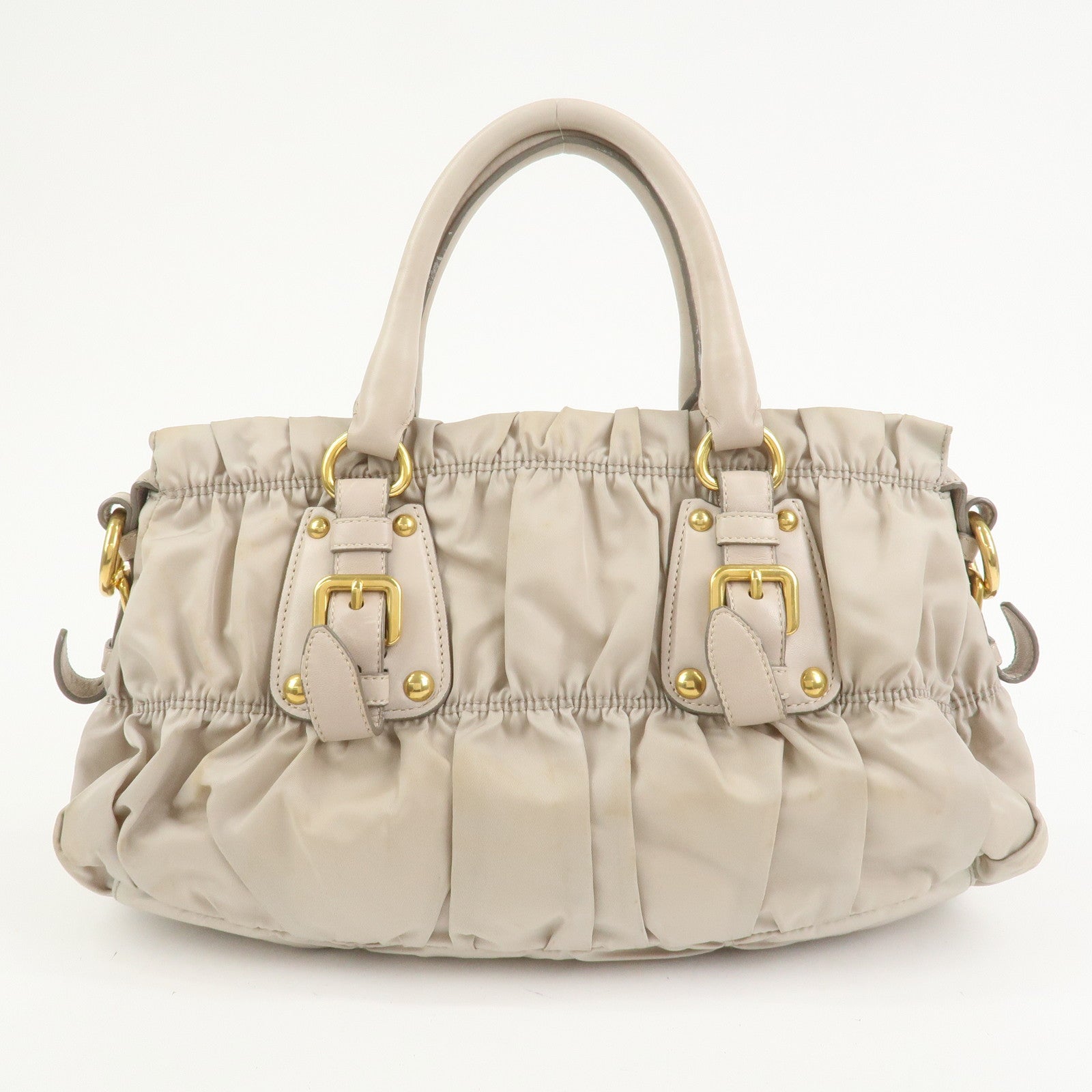 PRADA Nylon Leather 2Way Bag Hand Bag Shoulder Bag Gray BN1407