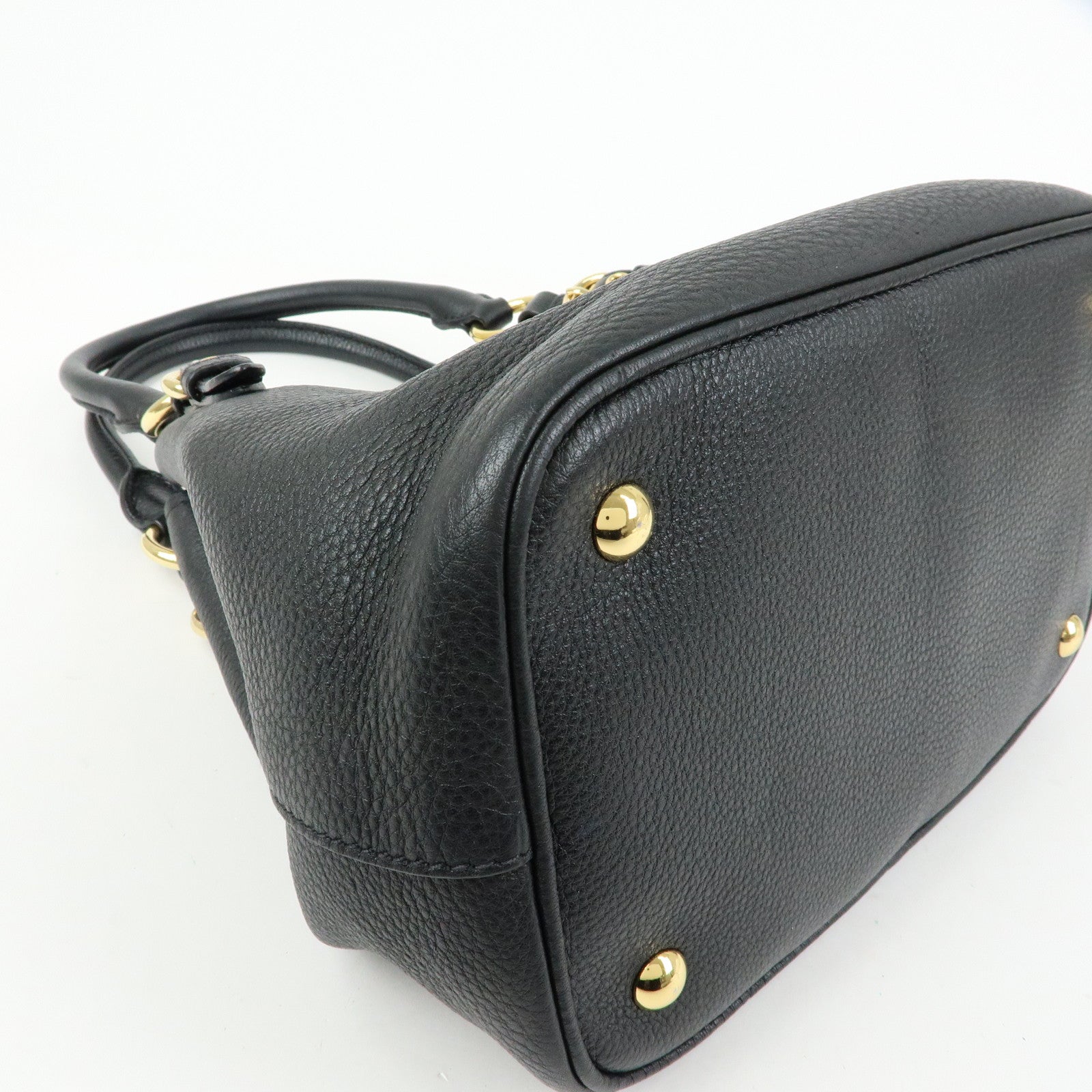 MIU MIU Madras Leather 2Way Bag Hand Bag Shoulder Bag Black 5BE886